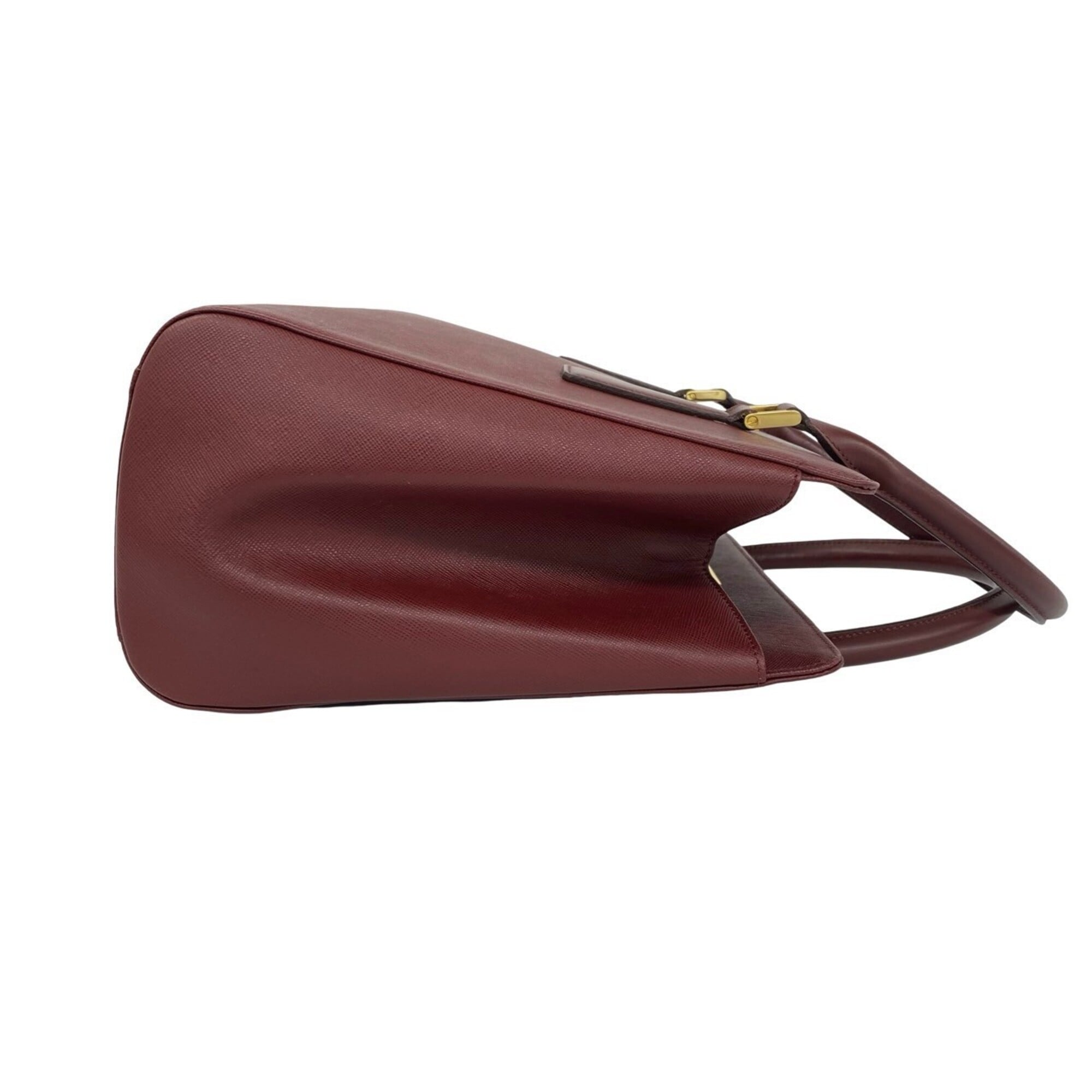 Burberry Red Color Leather Handbag Tote Bag (Pre-Owned)