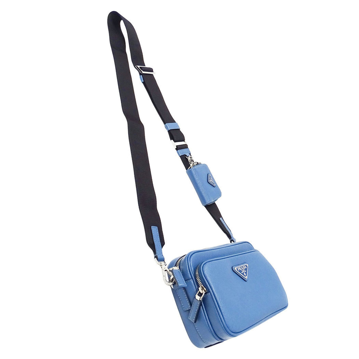 Prada Light Blue Saffiano Handbag Pouch Shoulder Bag (Pre-Owned)