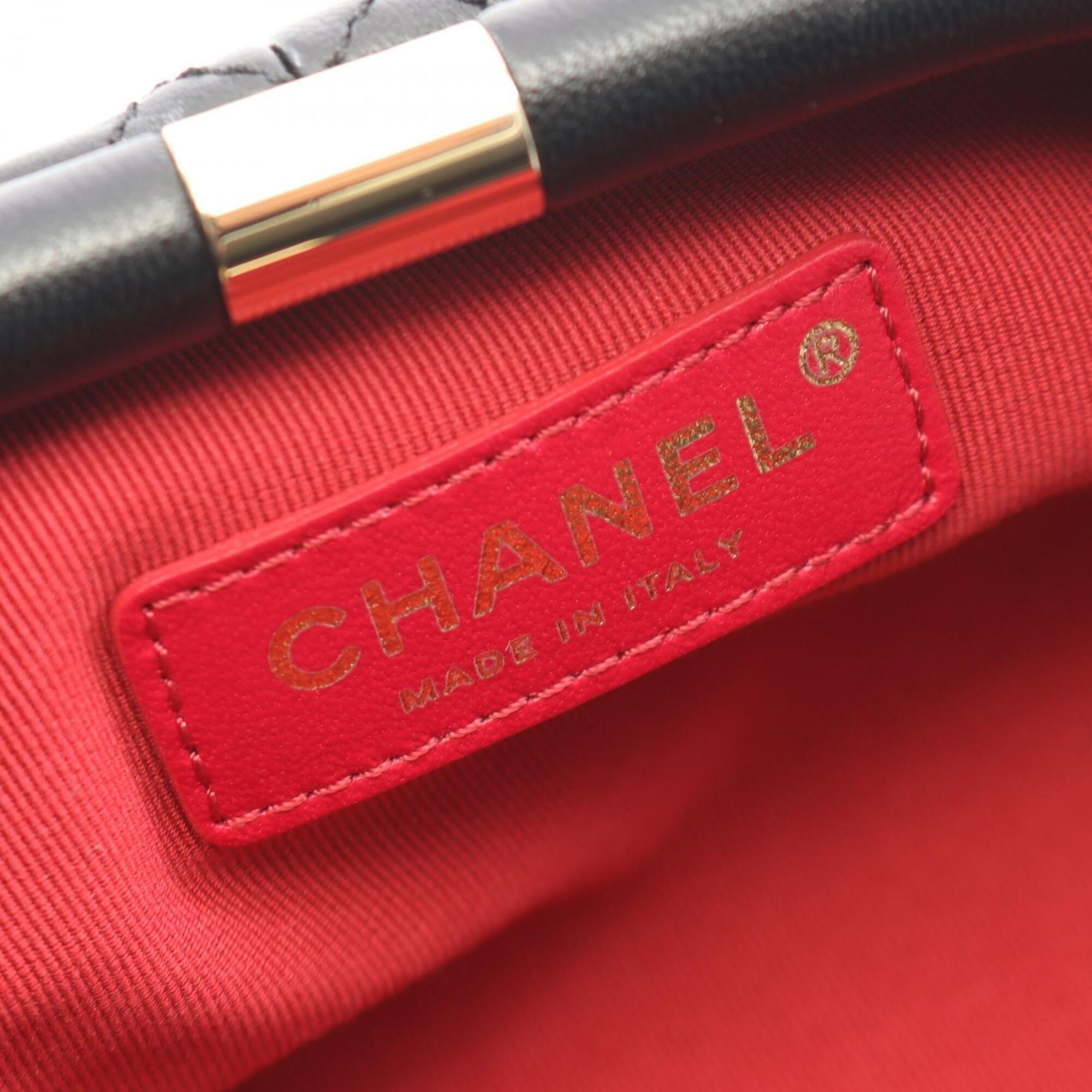 Chanel Black Leather Handbag Shoulder Bag (Pre-Owned)