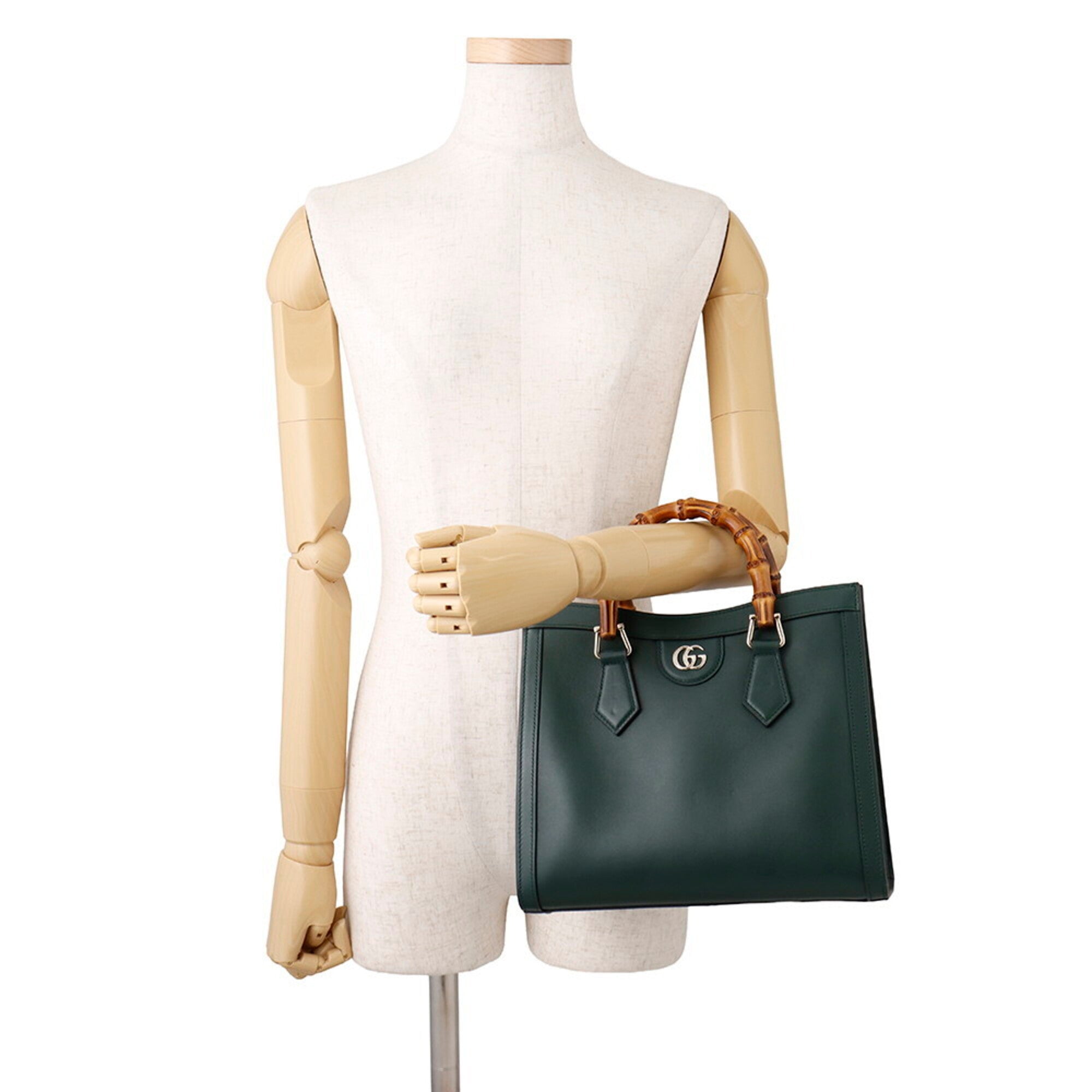 Gucci Green Leather Handbag Tote Bag (Pre-Owned)
