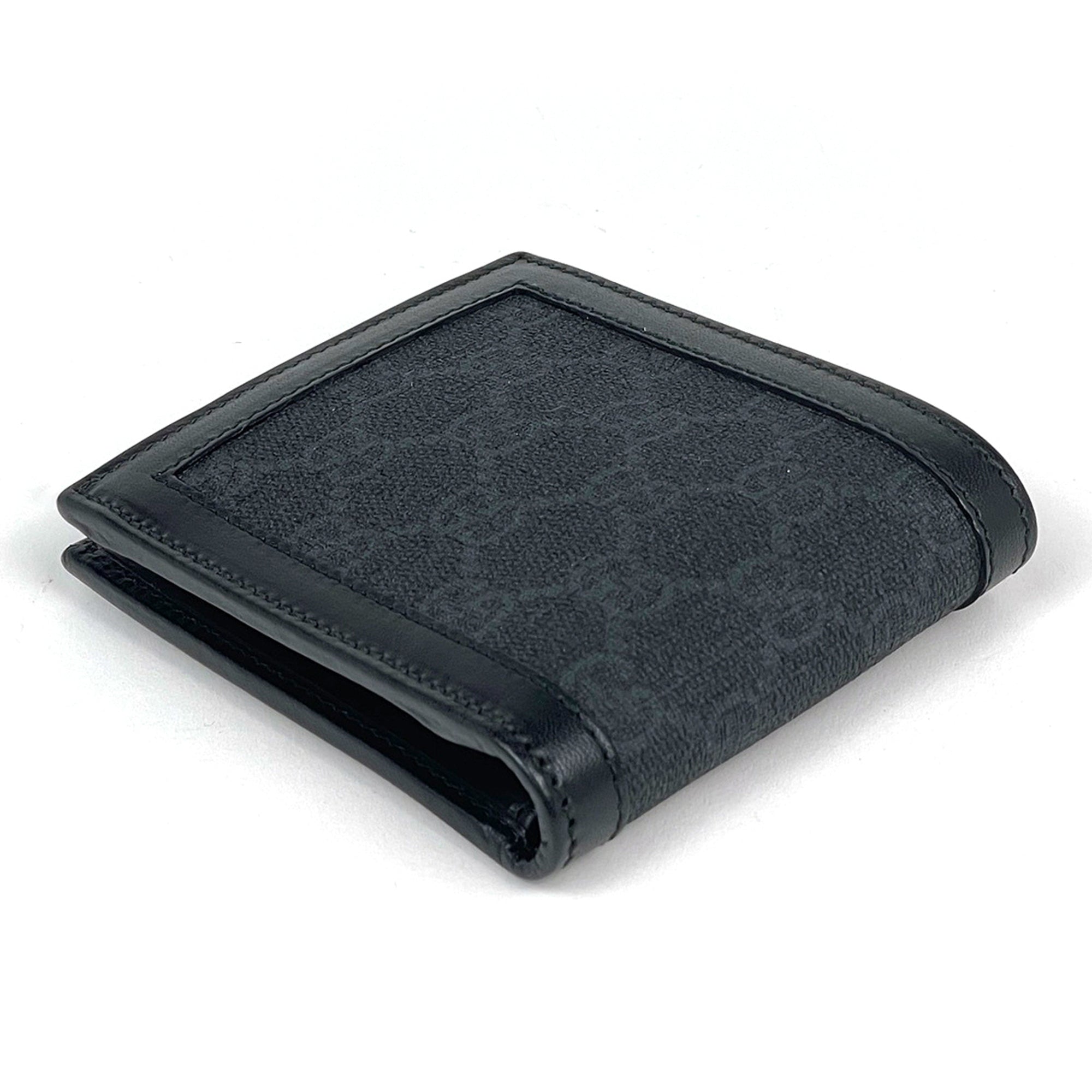 Gucci Gg Supreme Black Coated Canvas Leather Wallet (Bi-Fold) (Pre-Owned)