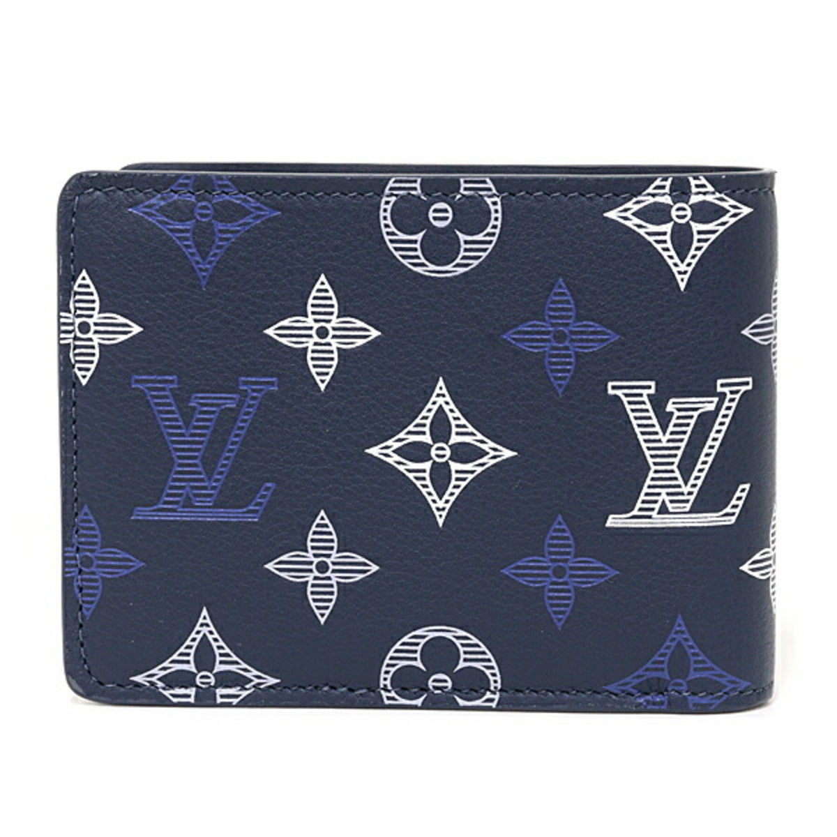 Louis Vuitton Monogram Shadow Blue Navy Monogram Shadow Leather Wallet (Bi-Fold) (Pre-Owned)