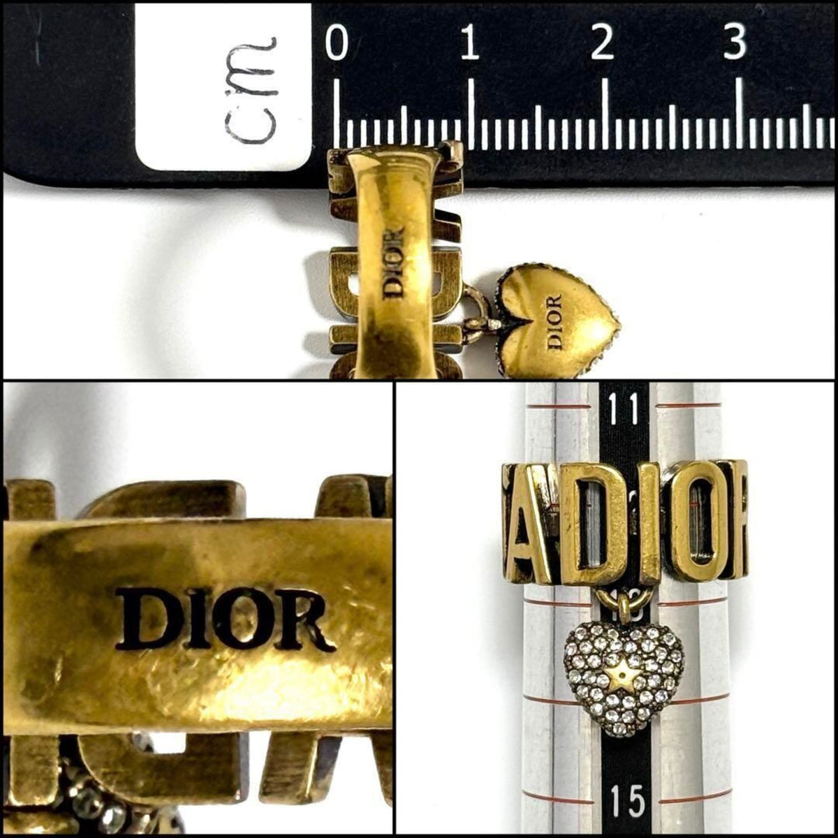 Christian Dior Metal Rhinestone Band Ring (Pre-Owned)