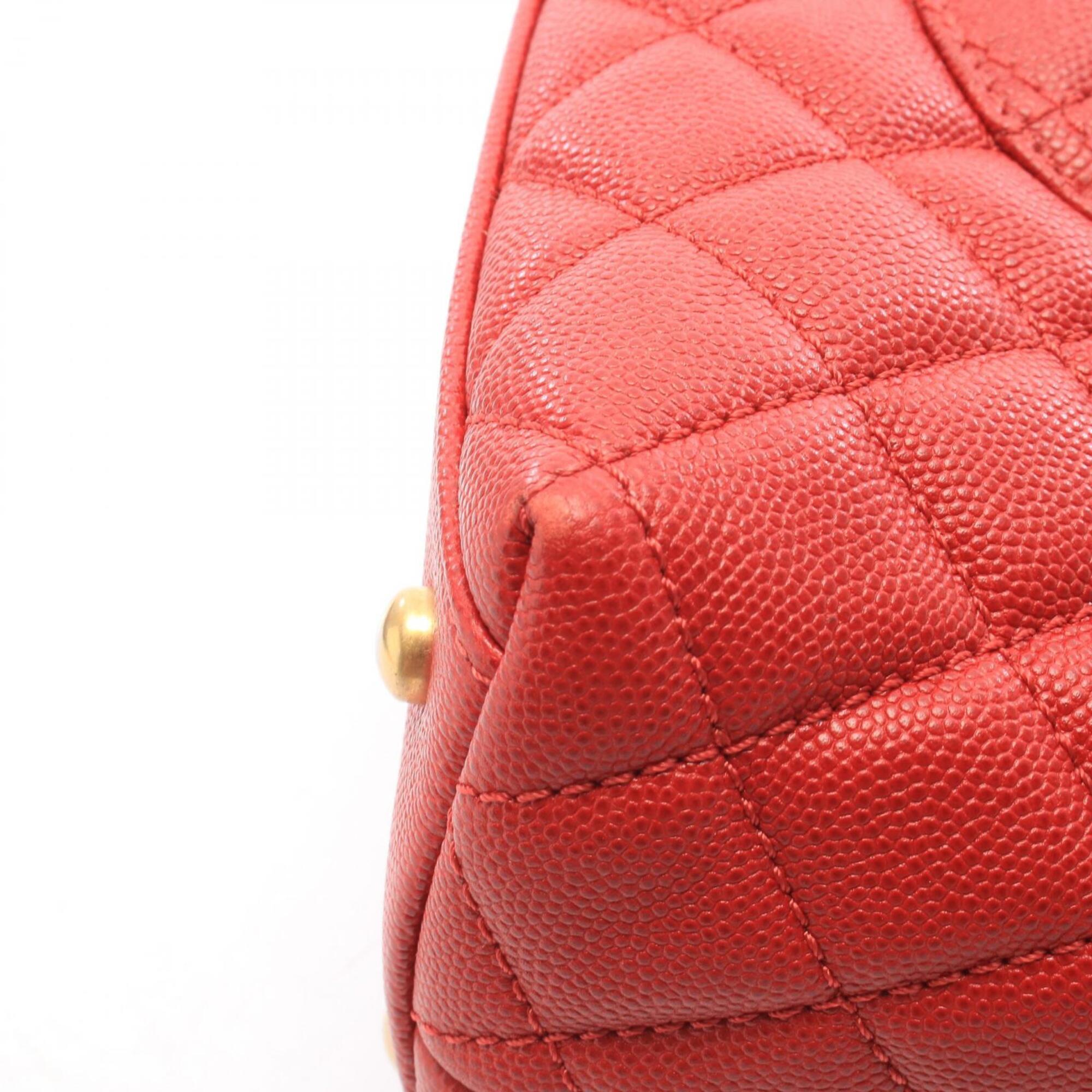 Chanel Matelasse Red Color Grained Calfskin Handbag (Pre-Owned)