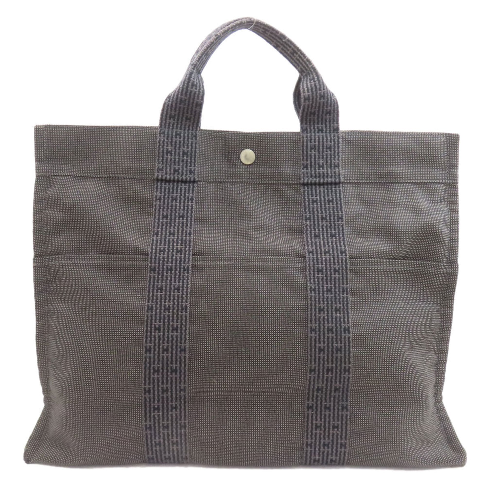 Hermes Gray Canvas Handbag (Pre-Owned)