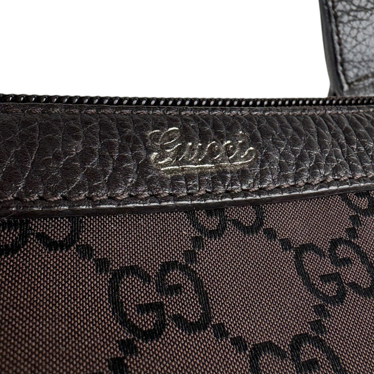 Gucci Brown Nylon Canvas Leather Handbag (Pre-Owned)