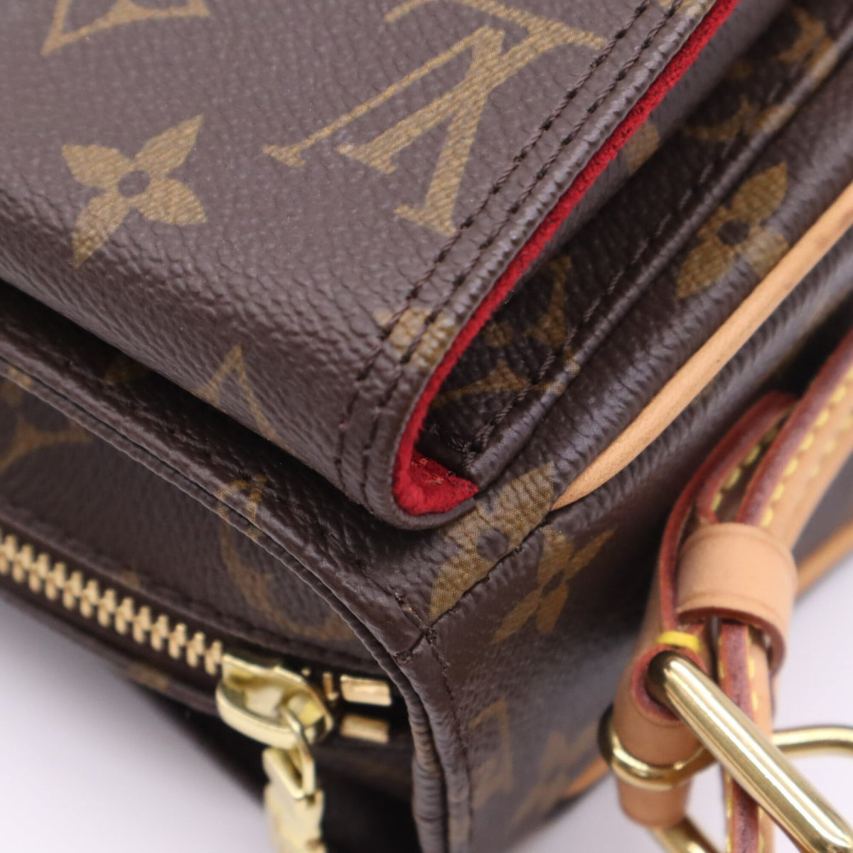 Louis Vuitton Beige Brown Monogram Coated Canvas Handbag (Pre-Owned)