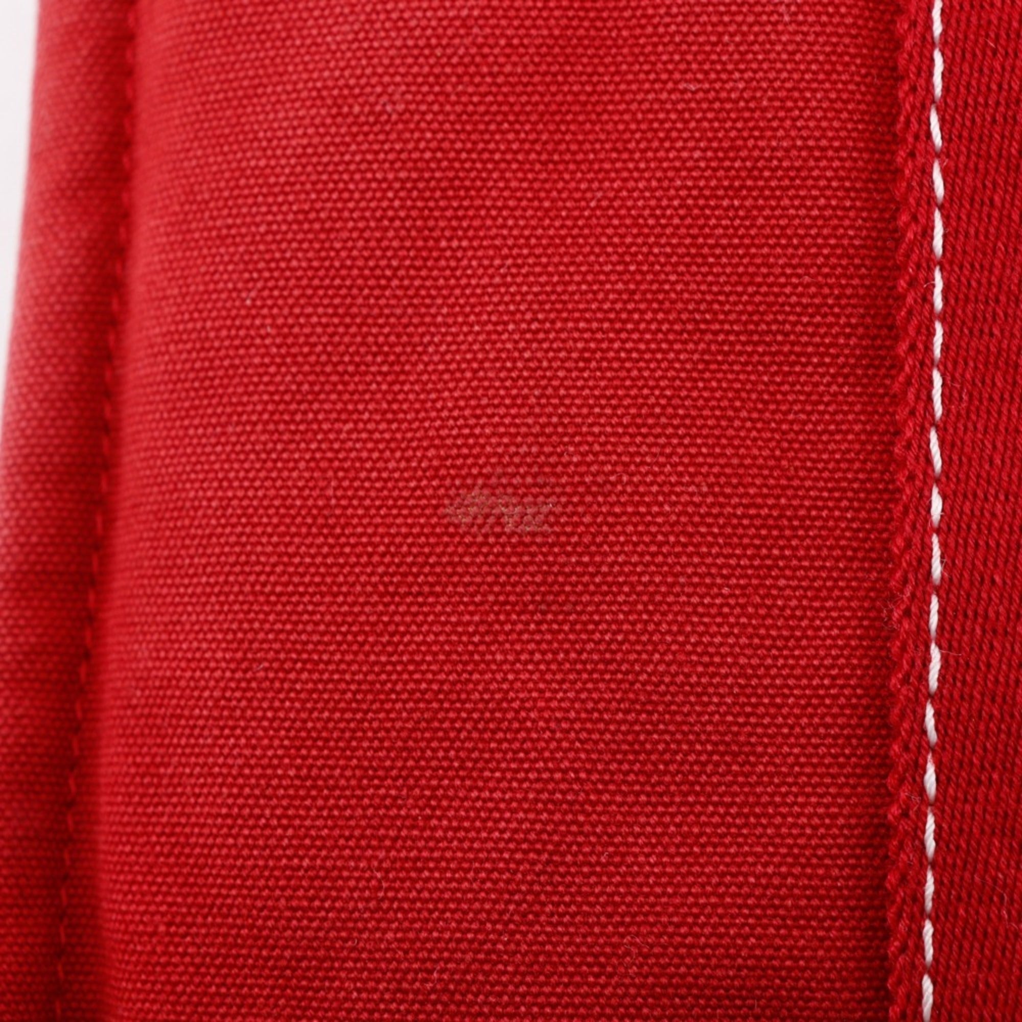 Hermes Red Color Canvas Handbag (Pre-Owned)