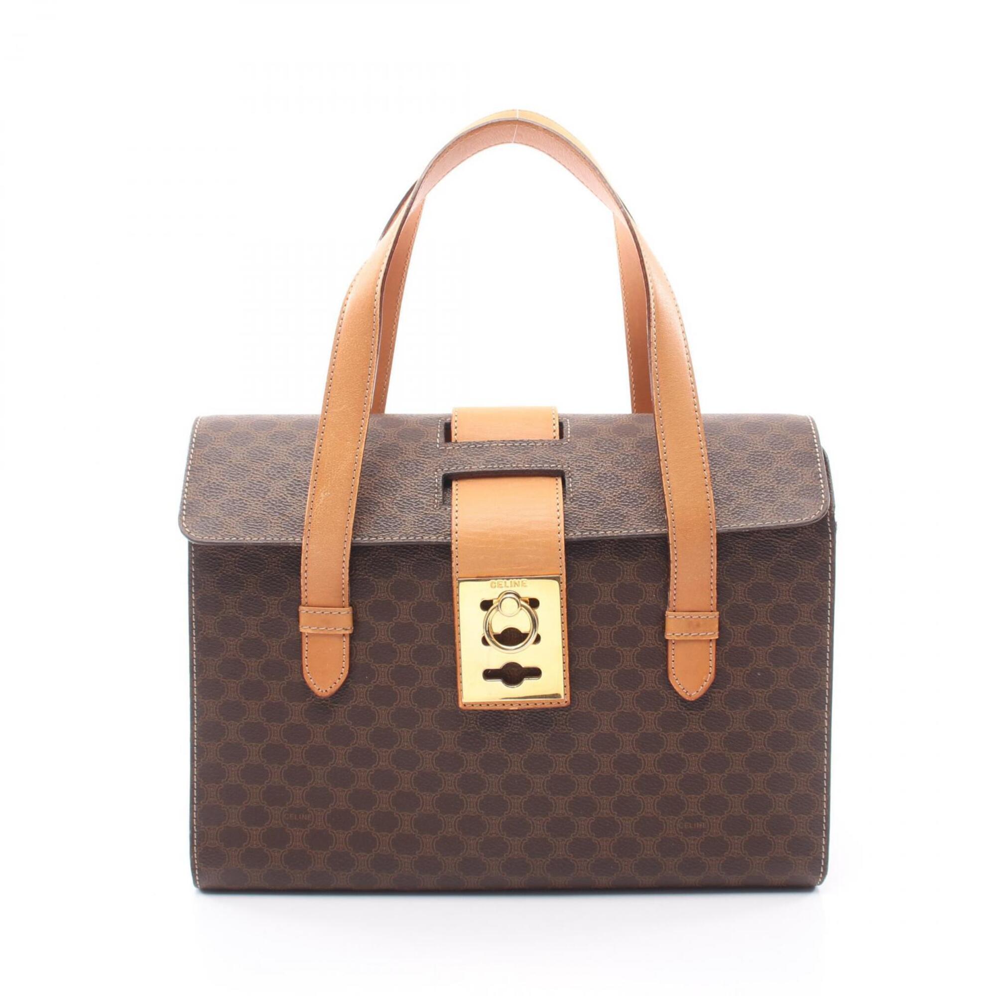 Celine Macadam Brown Coated Canvas Handbag (Pre-Owned)