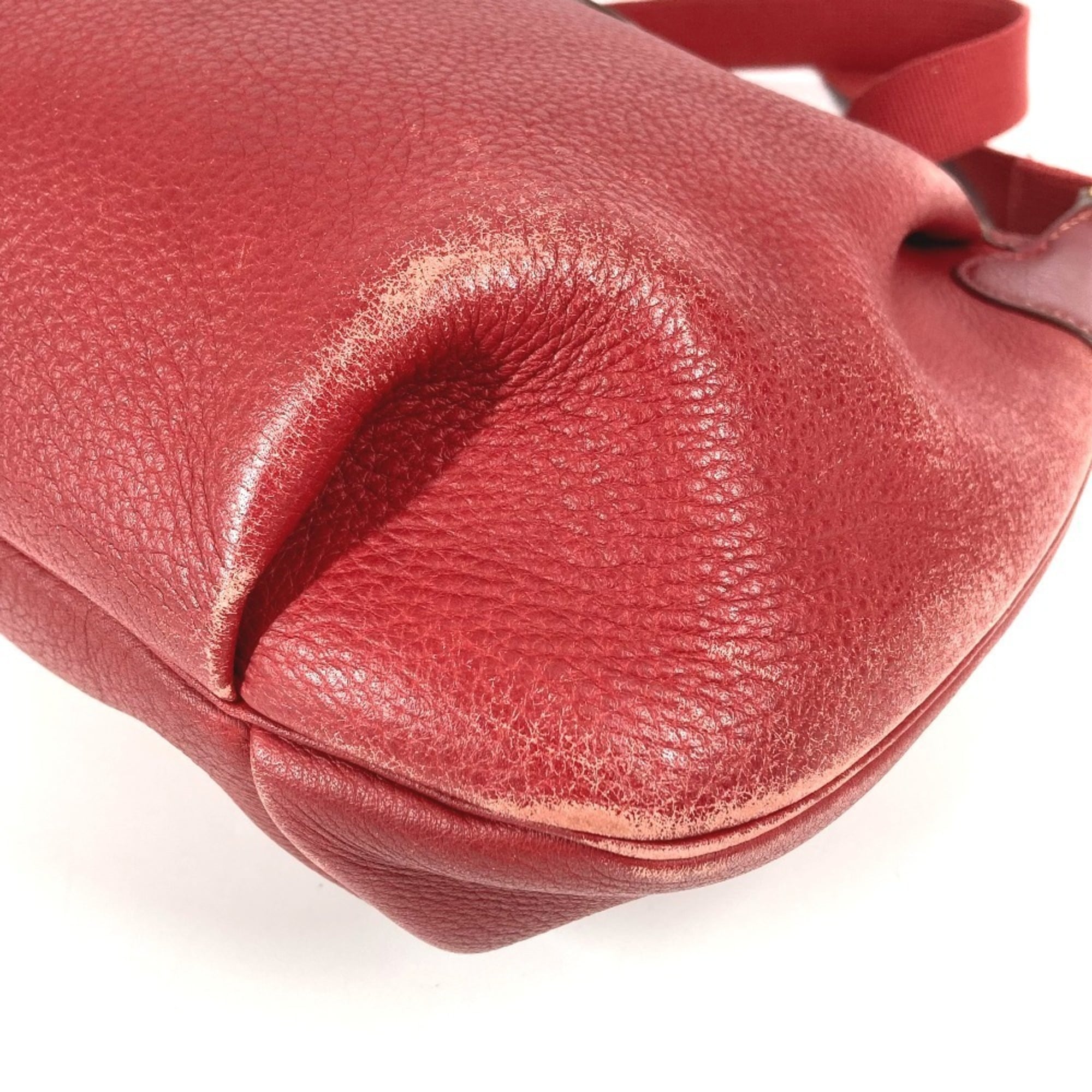 Hermes Red Color Leather Pochette Shoulder Bag (Pre-Owned)