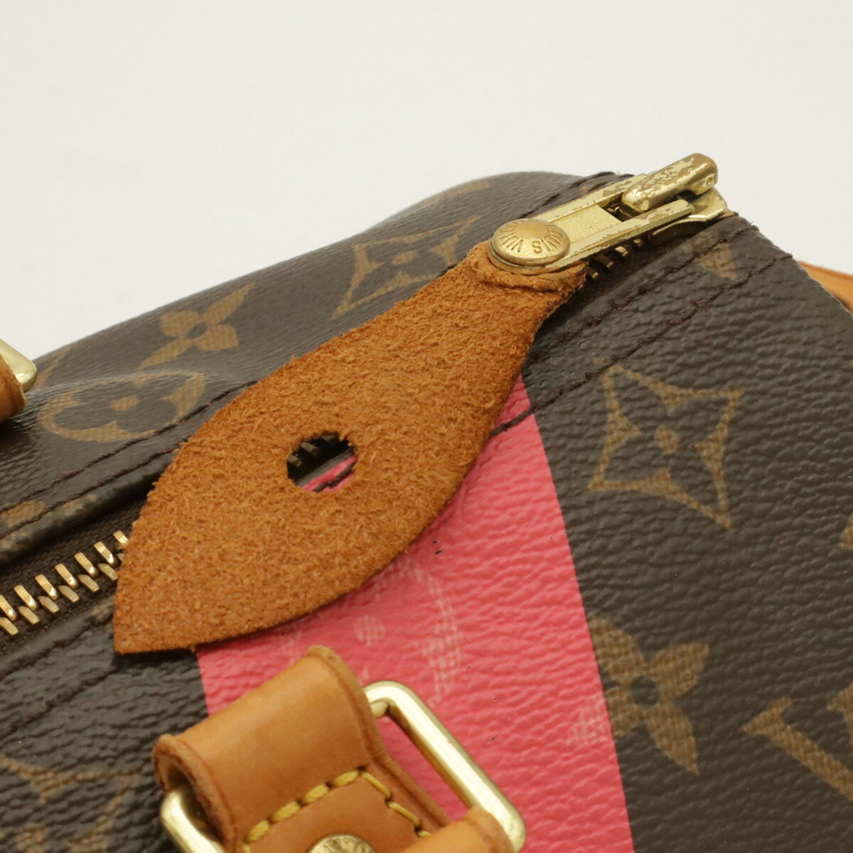 Louis Vuitton Brown Pink Monogram Canvas Boston Bag Handbag (Pre-Owned)