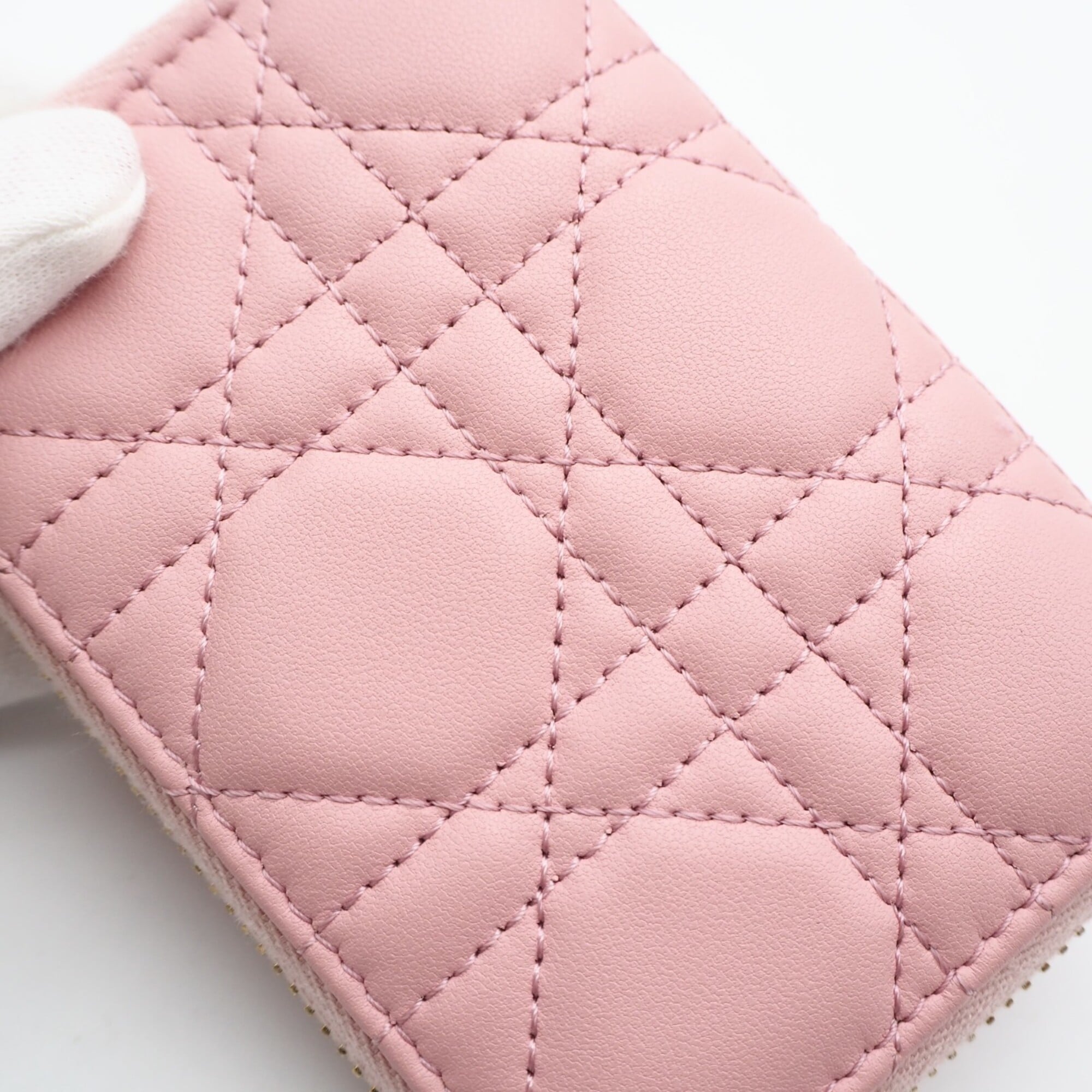 Christian Dior Lady Dior Pink Leather Coin Purse/Coin Case (Pre-Owned)