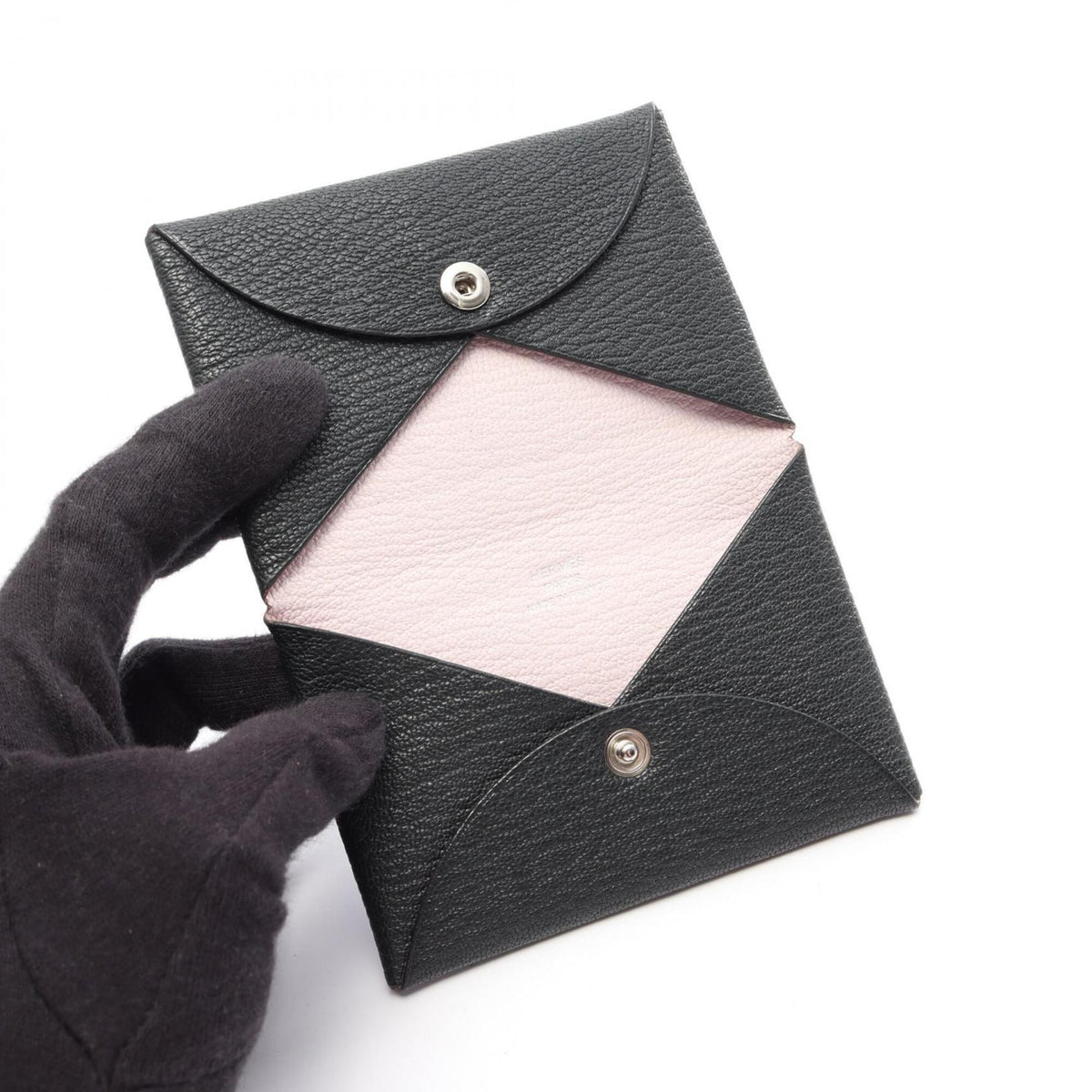 Hermes Gray Pink Chevre Leather Coin Purse/Coin Case (Pre-Owned)
