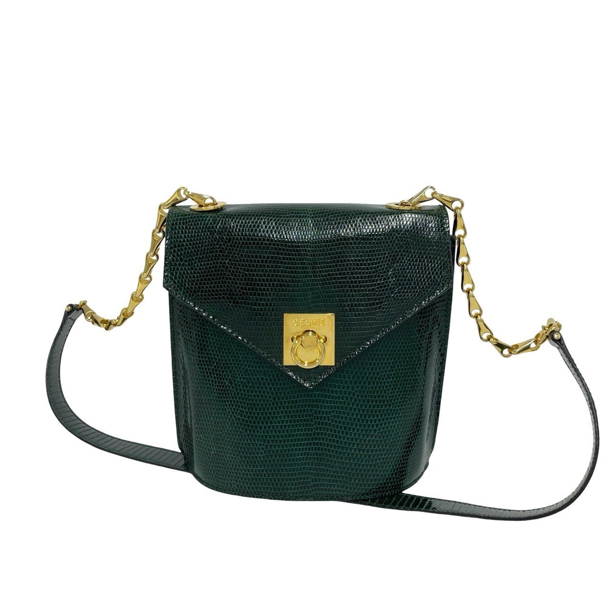 Celine Green Leather Pochette Shoulder Bag (Pre-Owned)