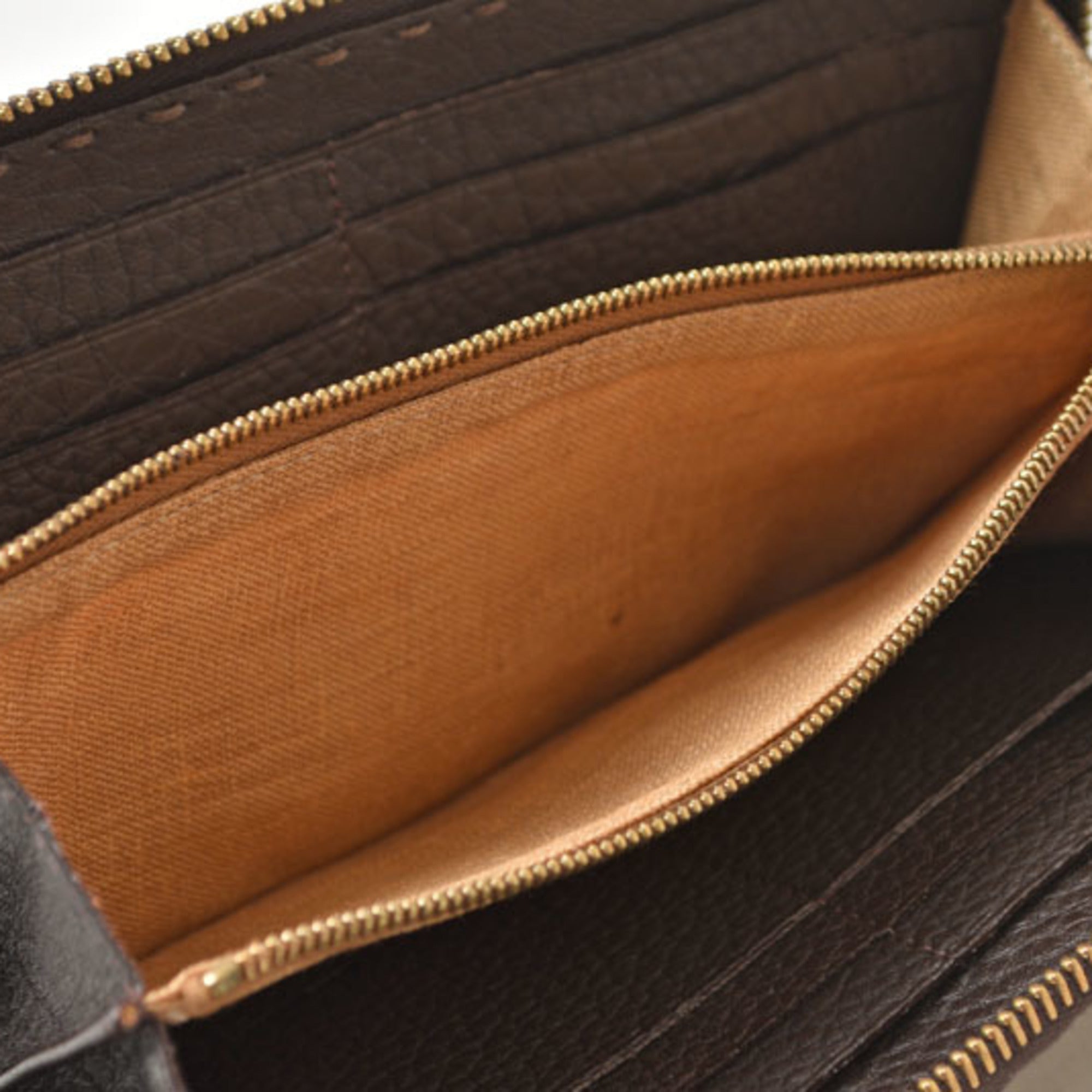 Fendi Dark Brown Leather Coin Purse/Coin Case (Pre-Owned)
