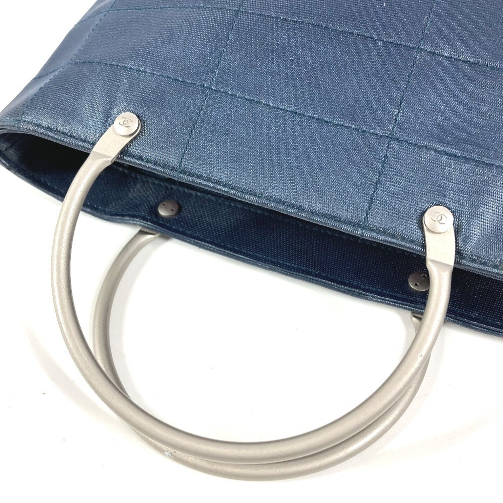 Chanel Blue Nylon Canvas Handbag Tote Bag (Pre-Owned)