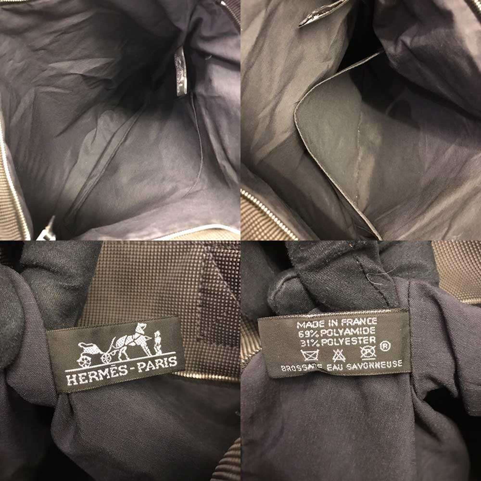 Hermes Her Line Gray Nylon Canvas Handbag Tote Bag (Pre-Owned)