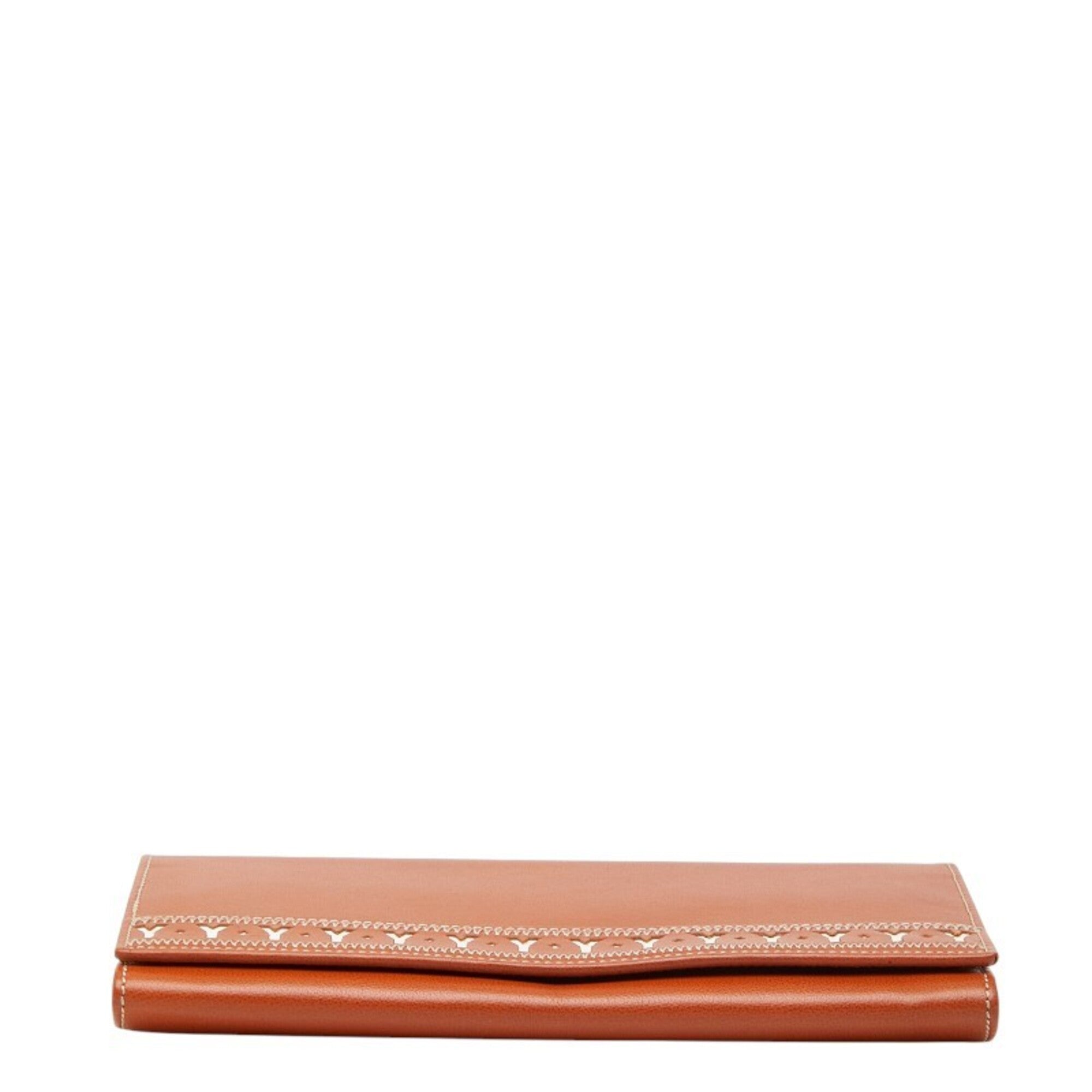 Saint Laurent Brown Leather Long Wallet (Bi-Fold) (Pre-Owned)