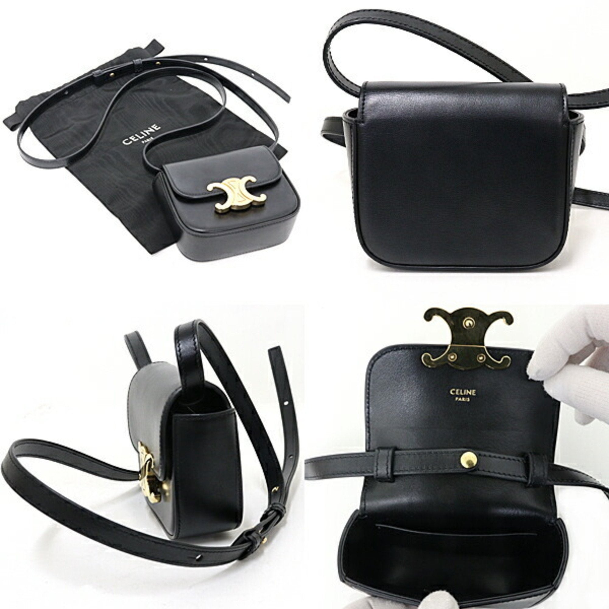 Celine Black Leather Handbag Shoulder Bag (Pre-Owned)