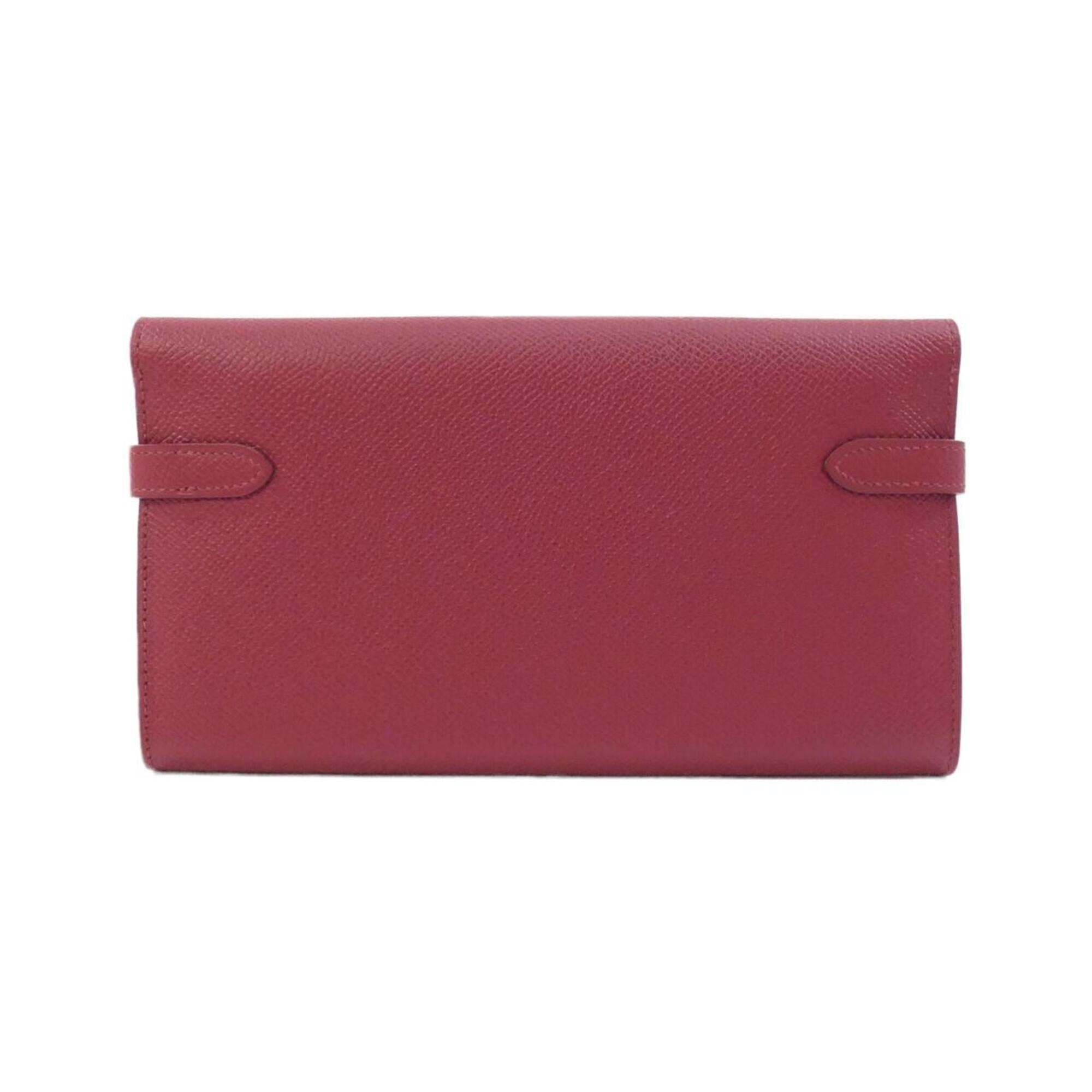 Hermes Red Color Rouge Grenat Epsom Leather Long Wallet (Bi-Fold) (Pre-Owned)