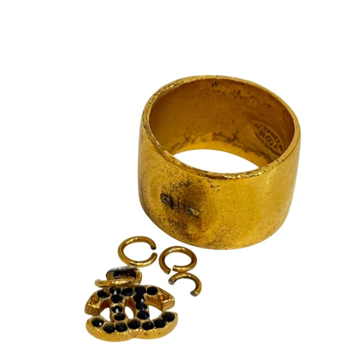 Chanel Gold Black Band Ring (Pre-Owned)
