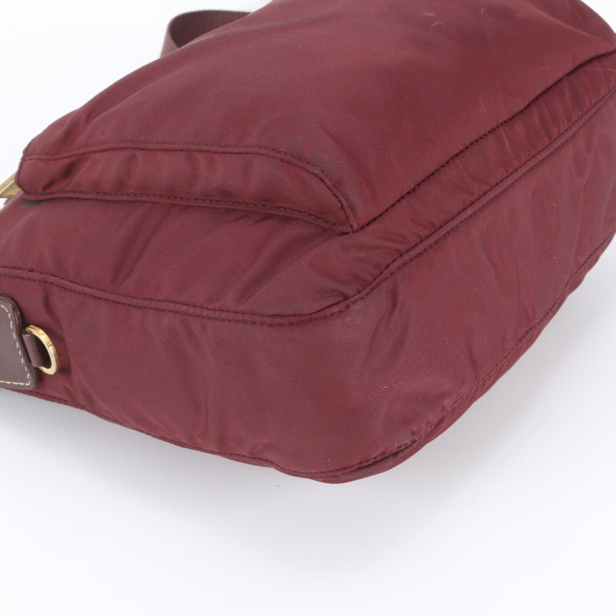 Prada Red Color Wine Leather Nylon Crossbody Bag Shoulder Bag (Pre-Owned)