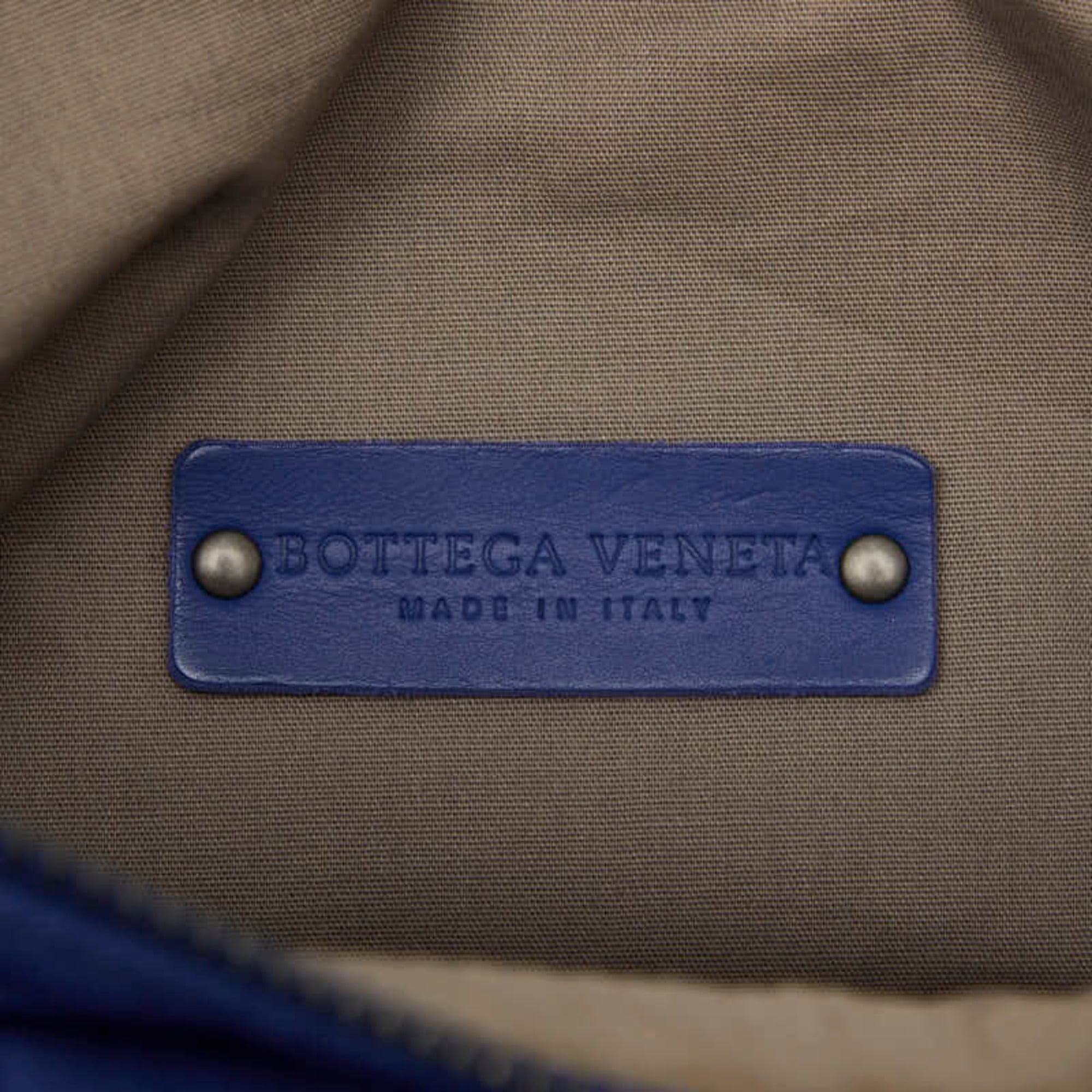 Bottega Veneta Intrecciato Blue Canvas Leather Messenger Bag Shoulder Bag (Pre-Owned)