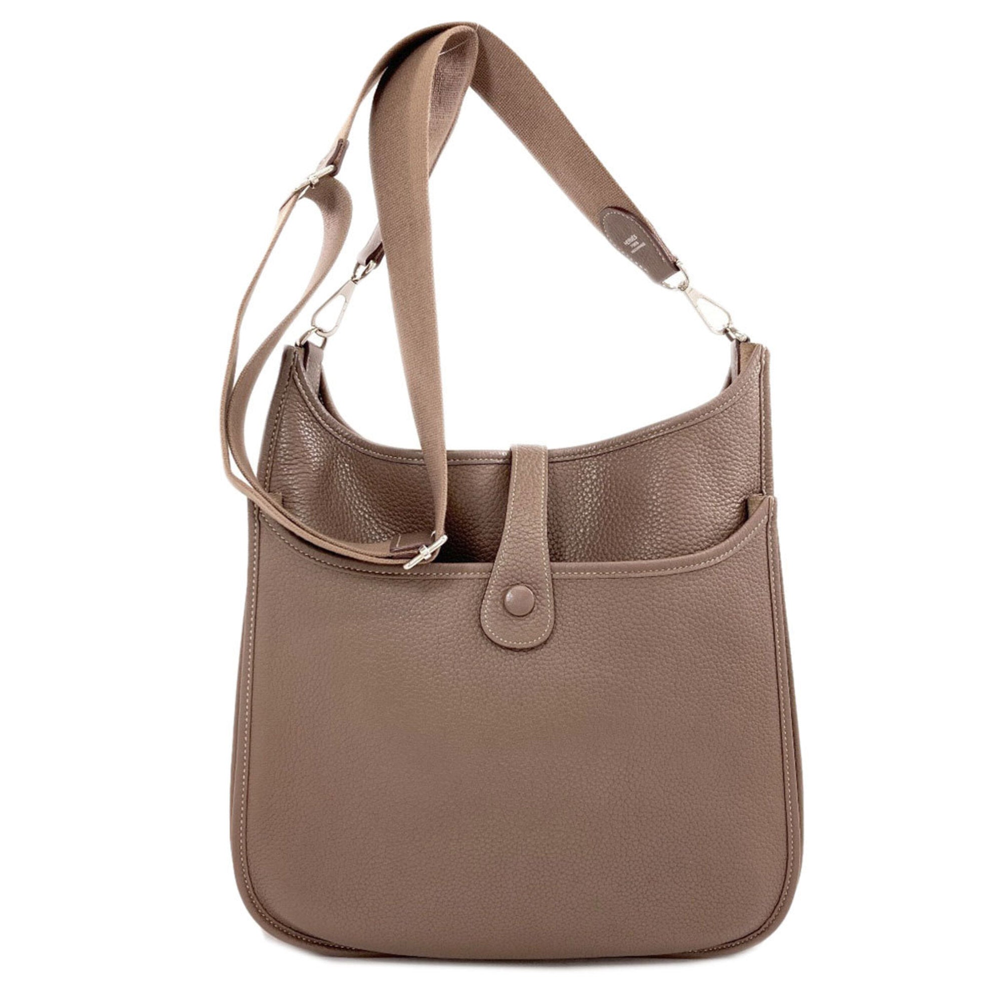 Hermes Etoupe Gray Taurillon Clemence Leather Shoulder Bag (Pre-Owned)