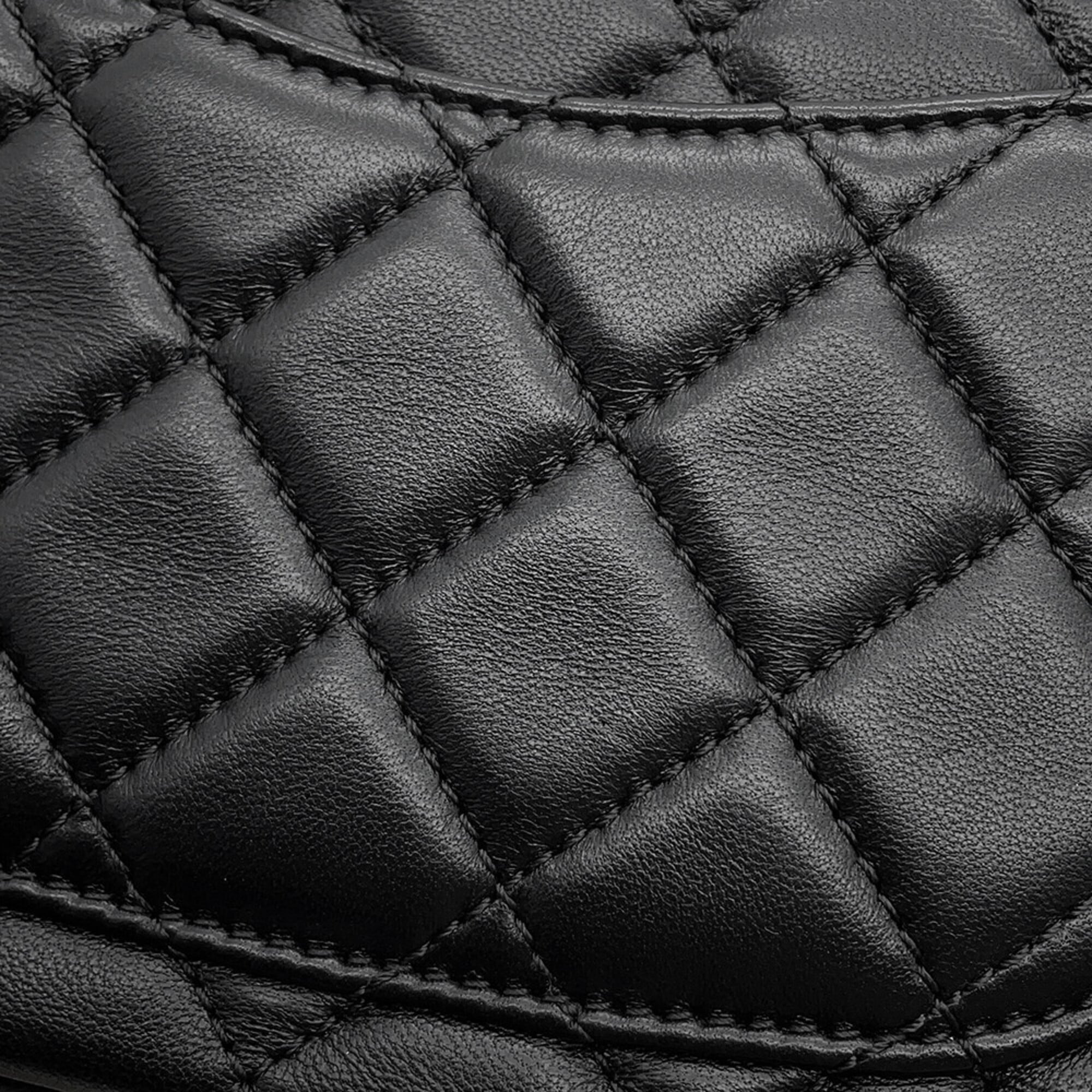 Chanel Black Leather Handbag Shoulder Bag (Pre-Owned)
