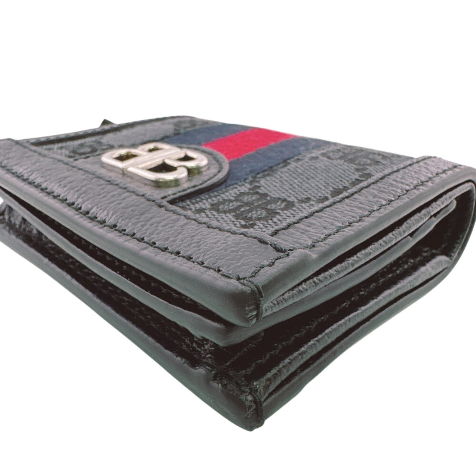Gucci Black Leather Canvas Wallet (Bi-Fold) (Pre-Owned)