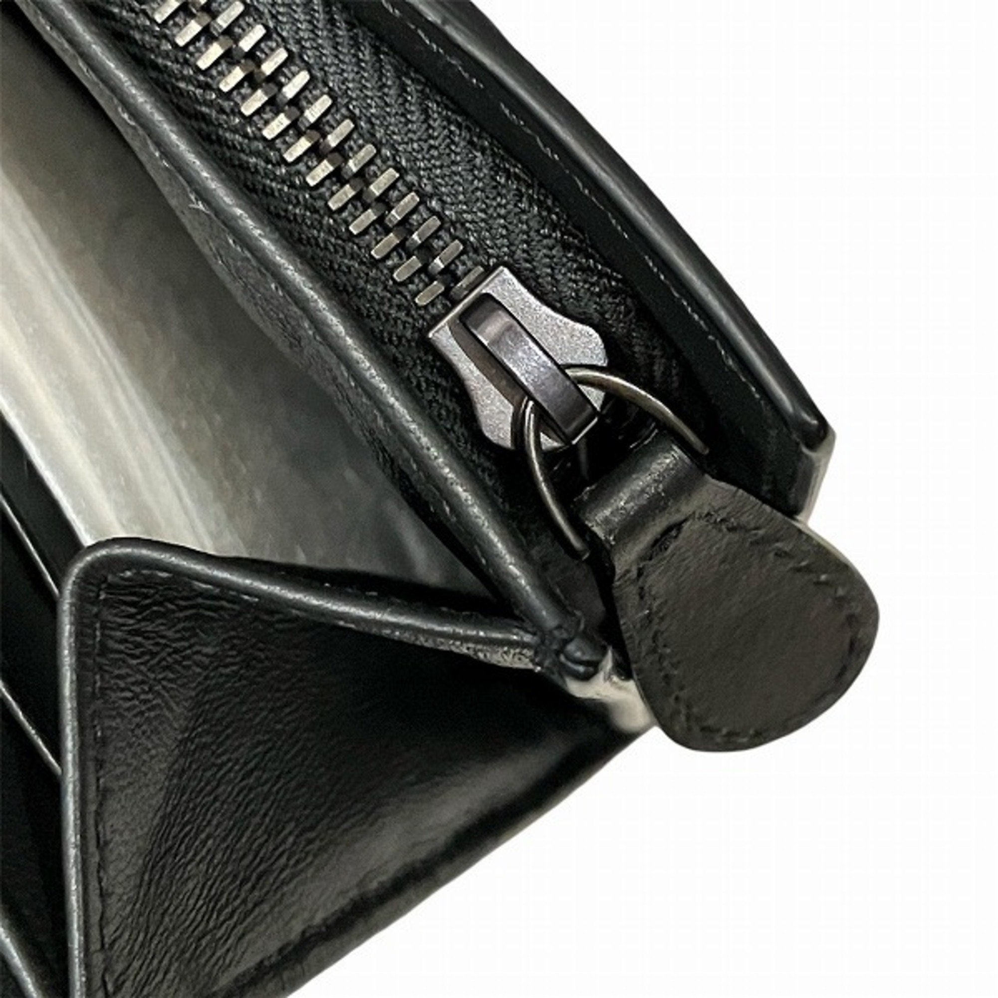 Bottega Veneta Black Leather Long Wallet (Bi-Fold) (Pre-Owned)