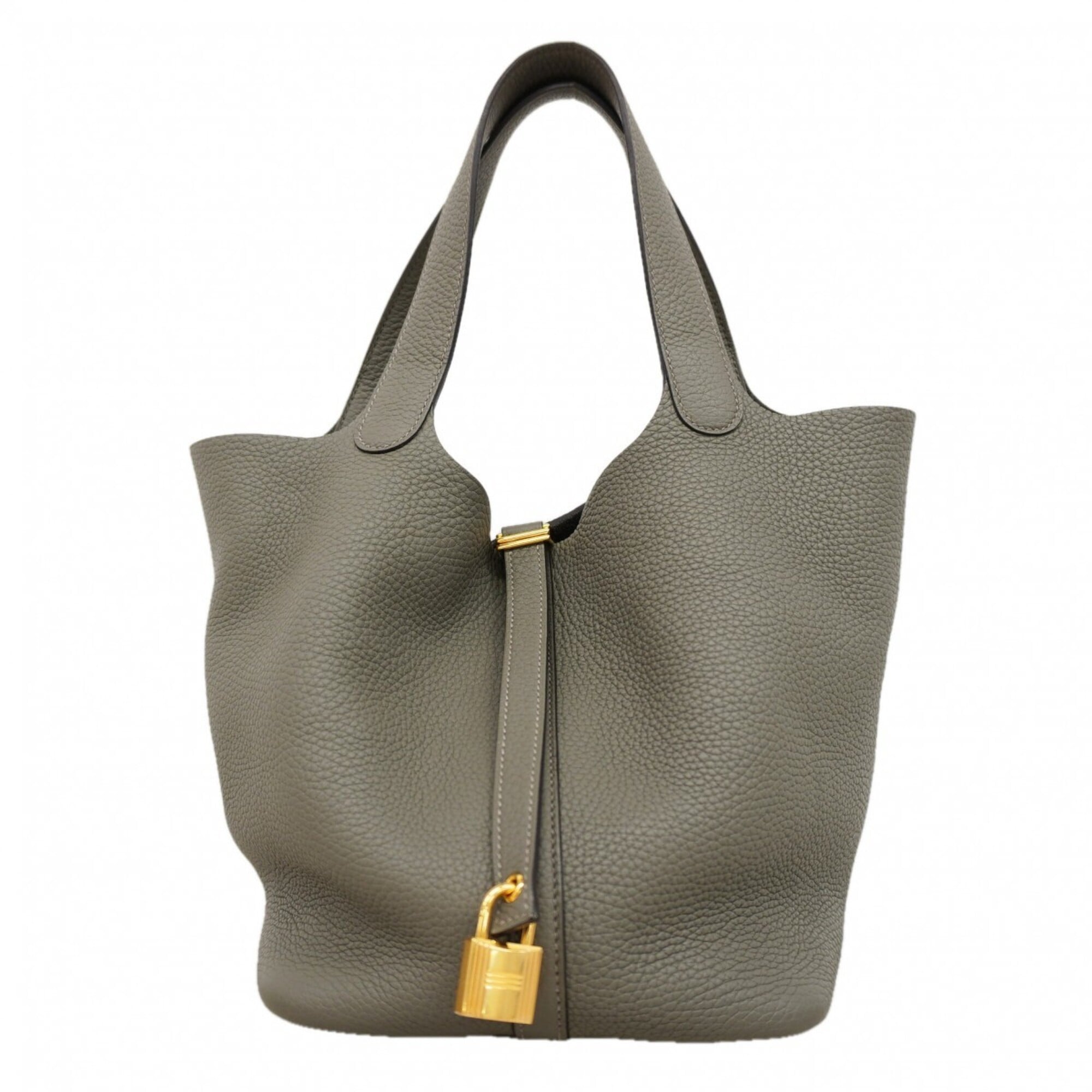 Hermes Gray Taurillon Clemence Leather Handbag (Pre-Owned)