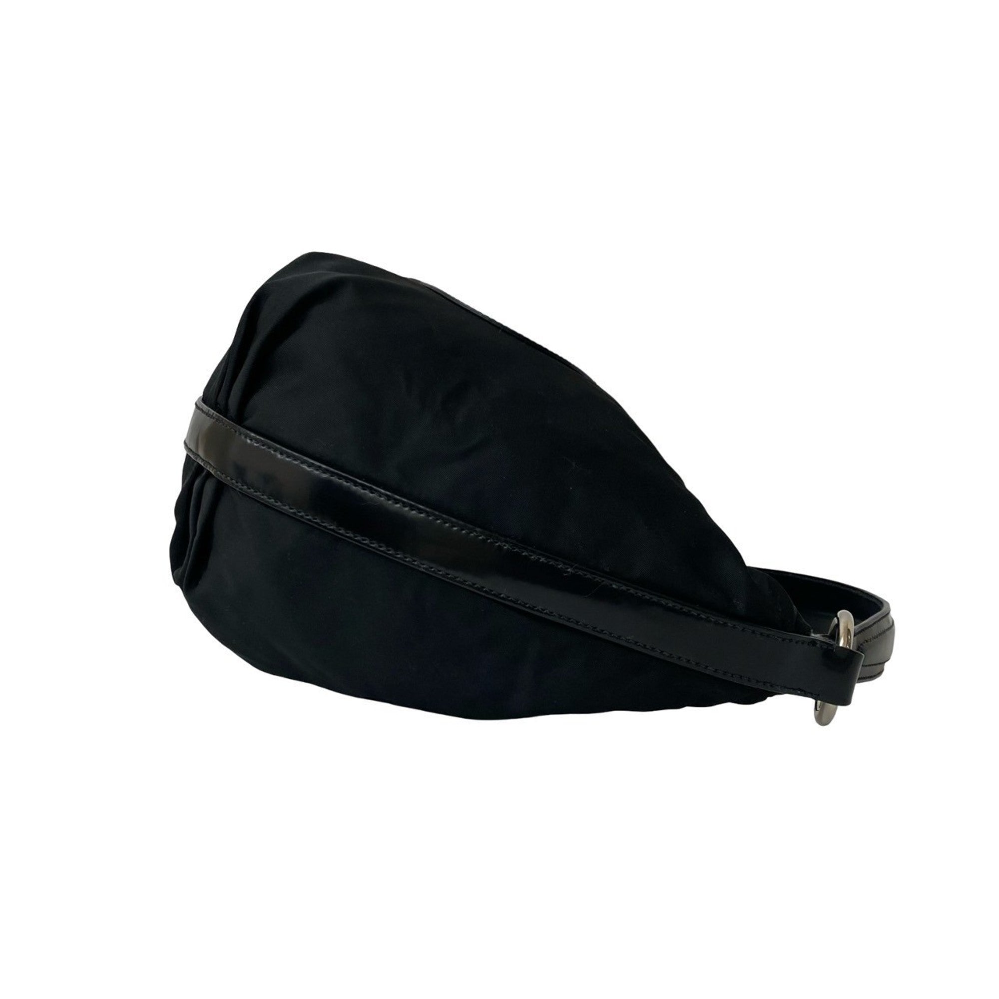 Prada Black Nylon Leather Handbag Shoulder Bag Tote Bag (Pre-Owned)
