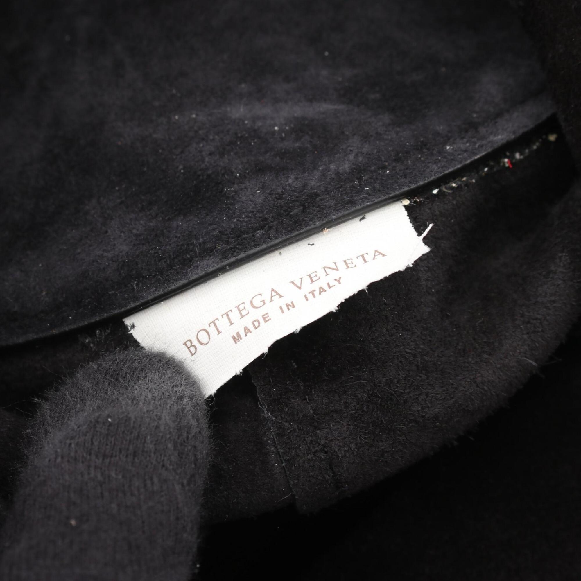 Bottega Veneta Black Ivory Canvas Leather Handbag Tote Bag (Pre-Owned)