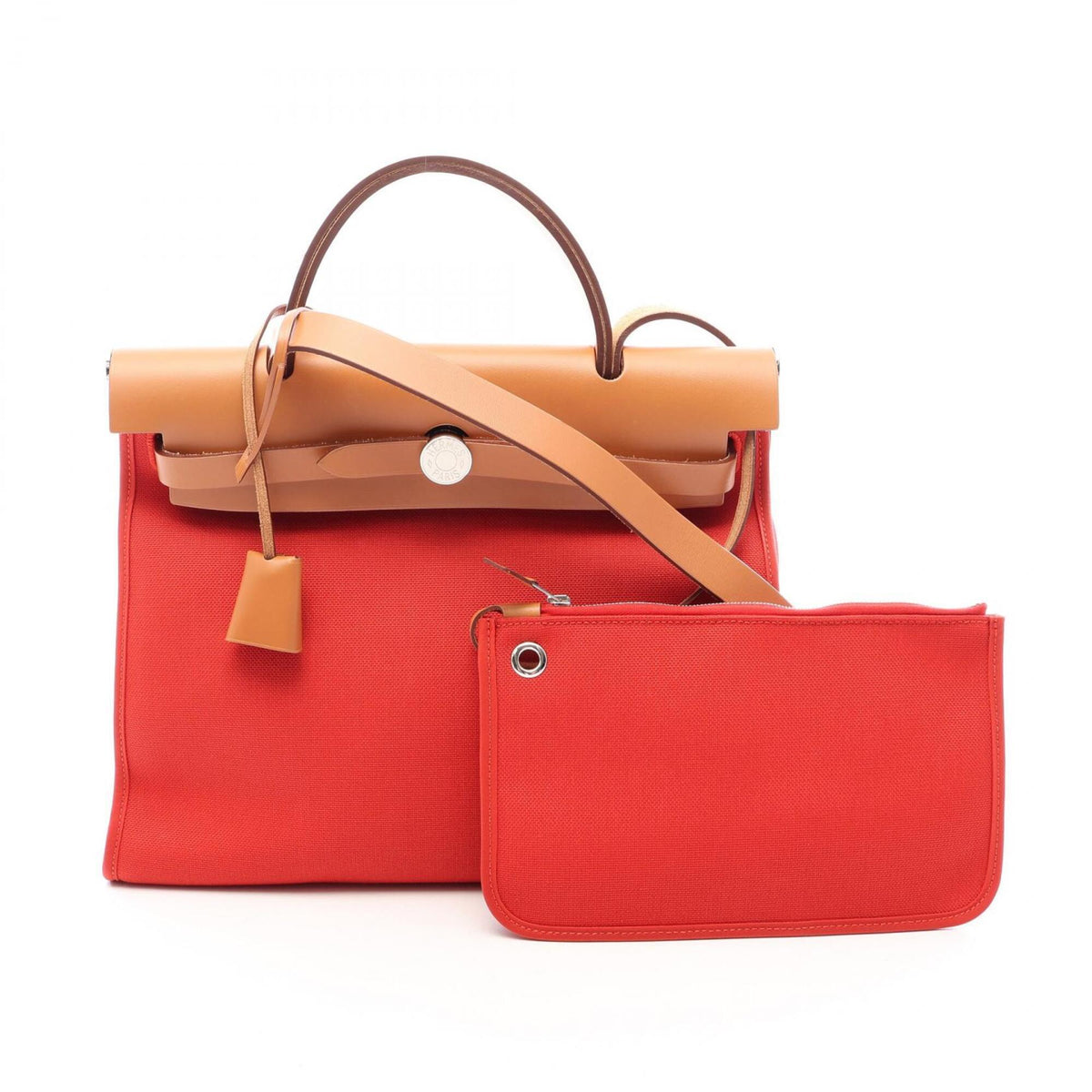 Hermes Brown Capucine Red Color Handbag Pouch (Pre-Owned)