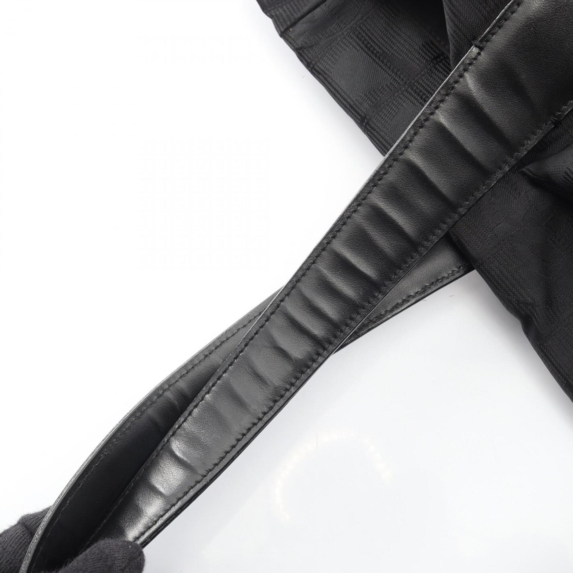 Chanel Black Leather Nylon Canvas Handbag Tote Bag (Pre-Owned)