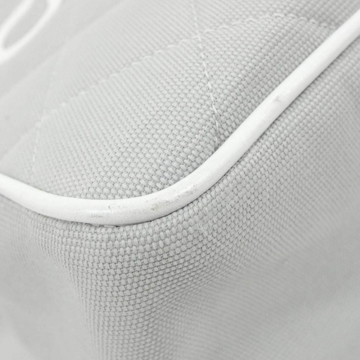 Chanel Gray White Canvas Shoulder Bag (Pre-Owned)