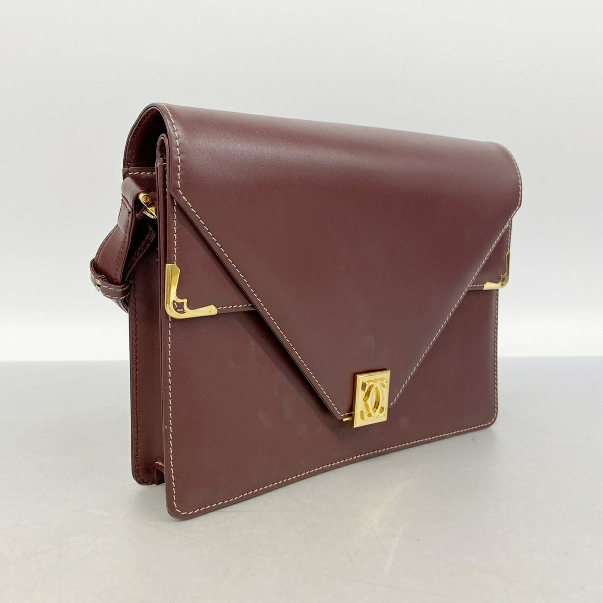 Cartier Bordeaux Leather Shoulder Bag (Pre-Owned)