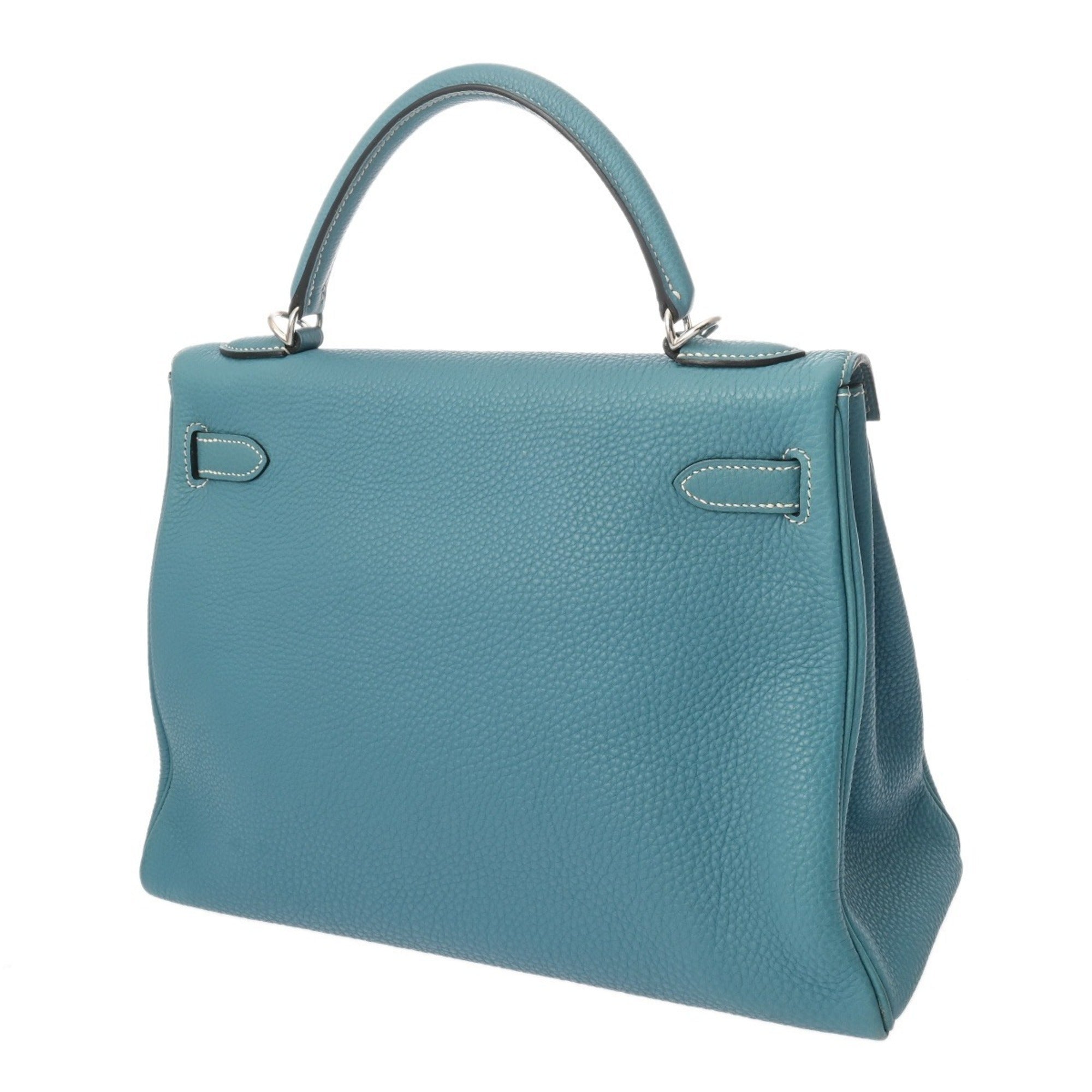 Hermes Blue Jean Taurillon Clemence Leather Handbag (Pre-Owned)