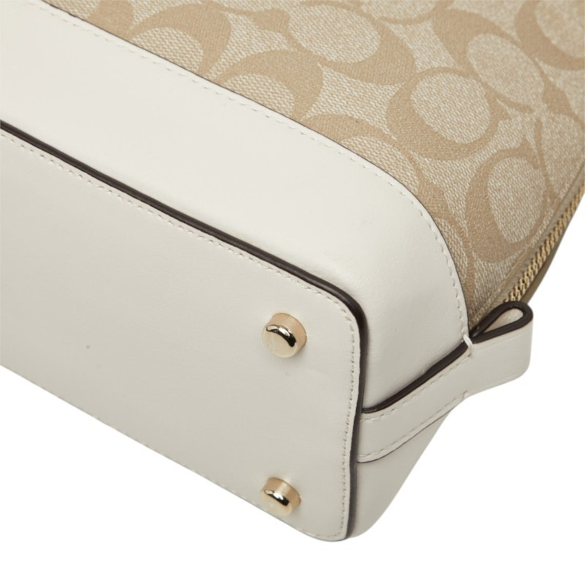 Coach Signature Beige White Signature Line Handbag (Pre-Owned)