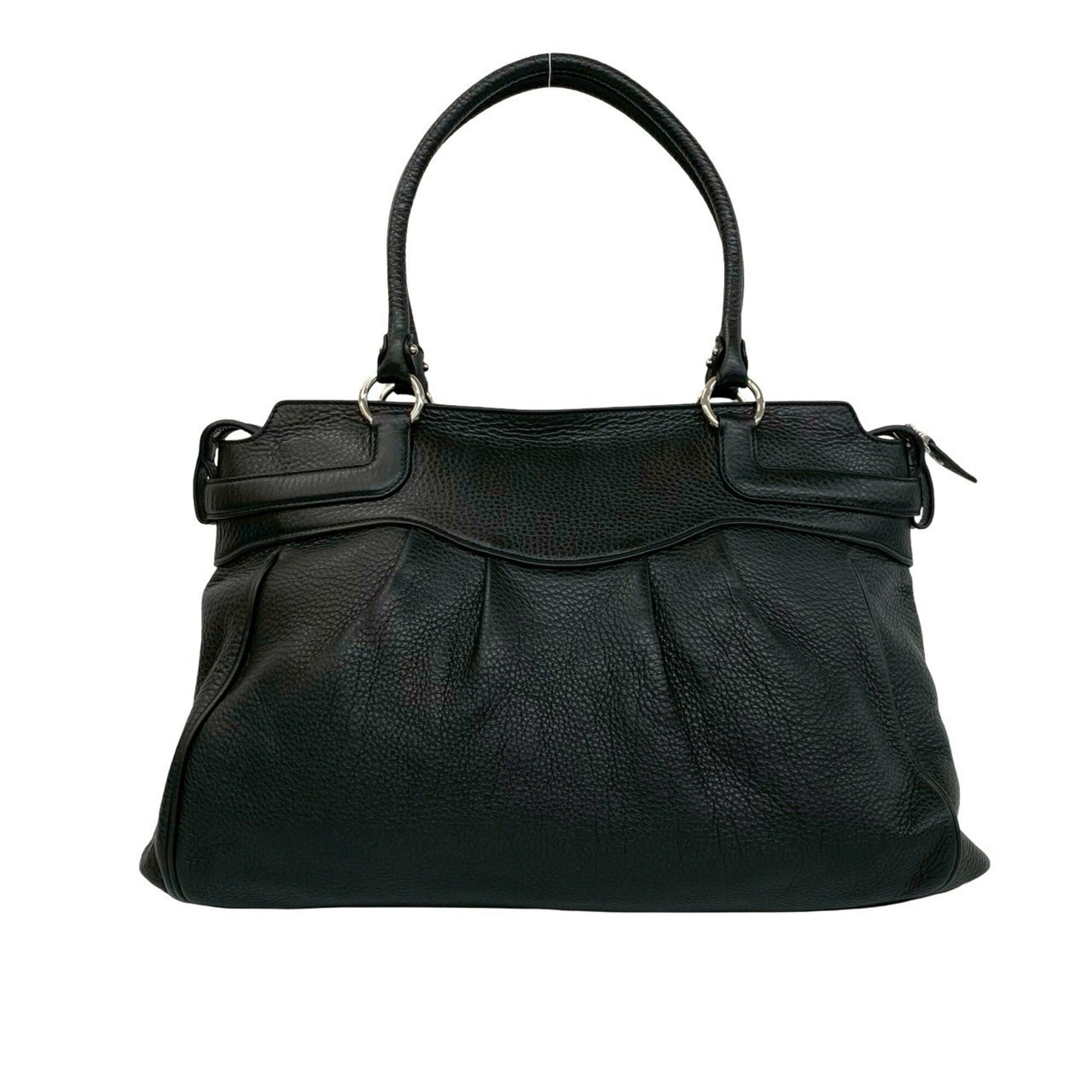 Salvatore Ferragamo Black Leather Handbag Tote Bag (Pre-Owned)
