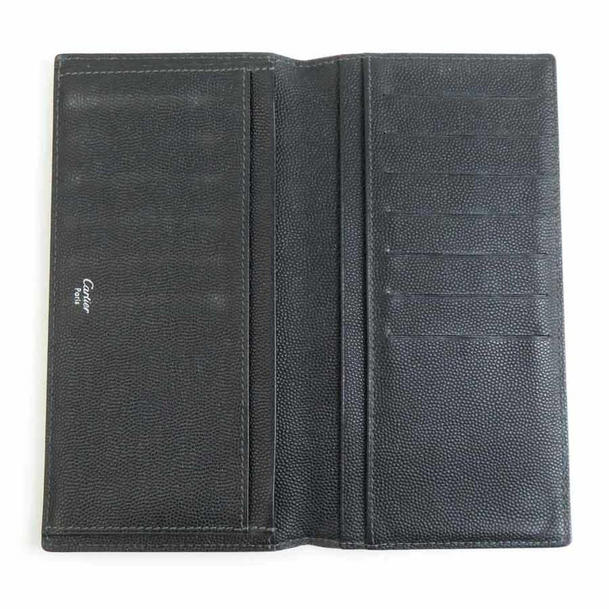 Cartier Black Leather Long Wallet (Bi-Fold) (Pre-Owned)