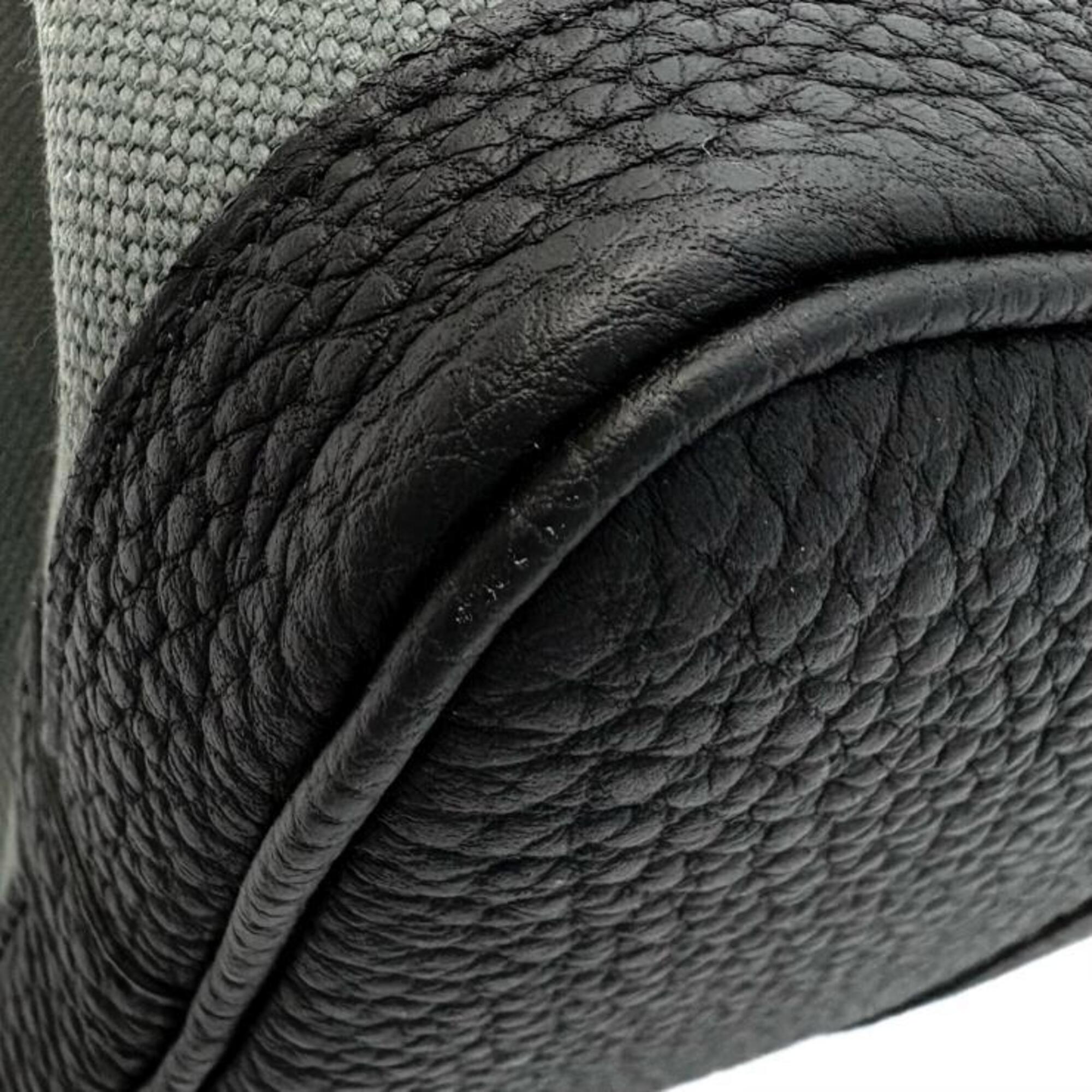 Hermes Black Green Khaki Toile Officier Tote Bag (Pre-Owned)