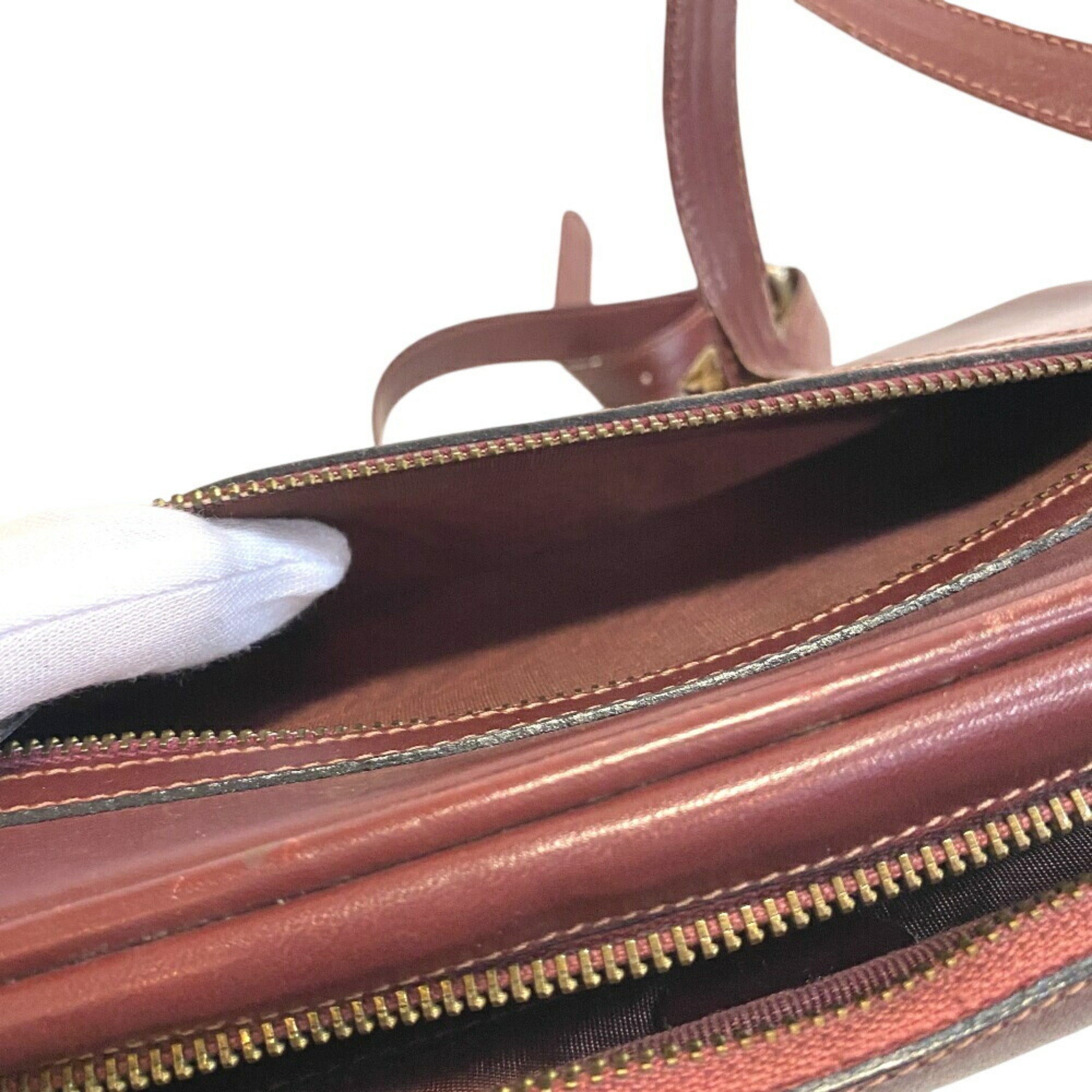 Cartier Bordeaux Red Color Leather Shoulder Bag (Pre-Owned)