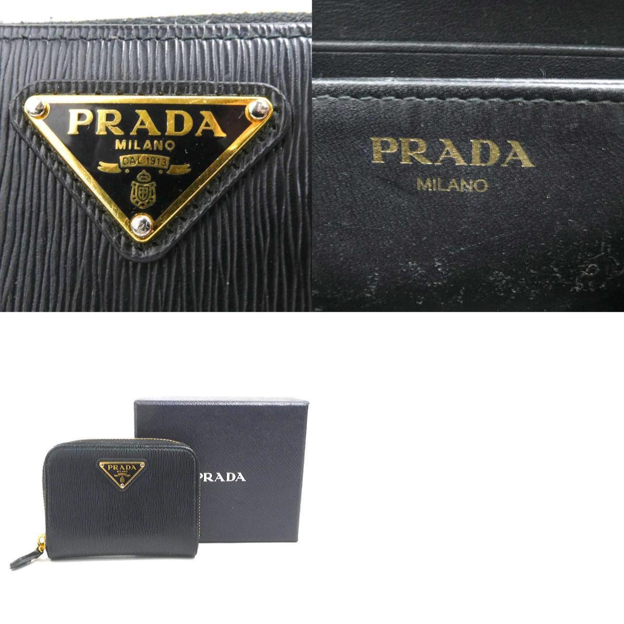 Prada Black Leather Coin Purse/Coin Case (Pre-Owned)