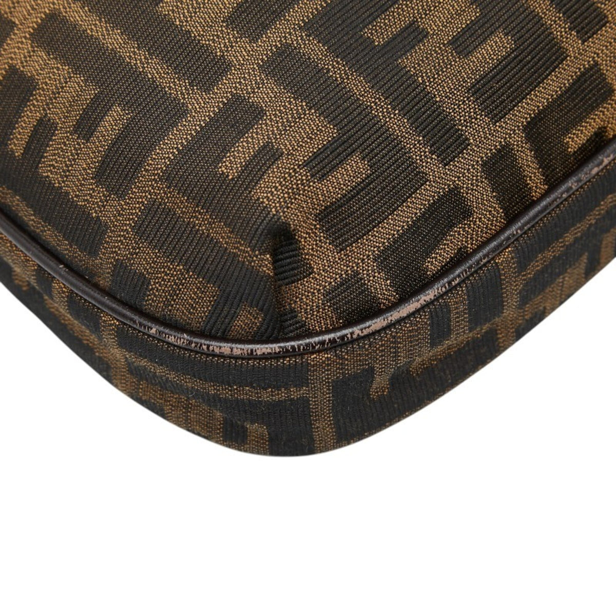 Fendi Zucca Brown Canvas Leather Shoulder Bag (Pre-Owned)