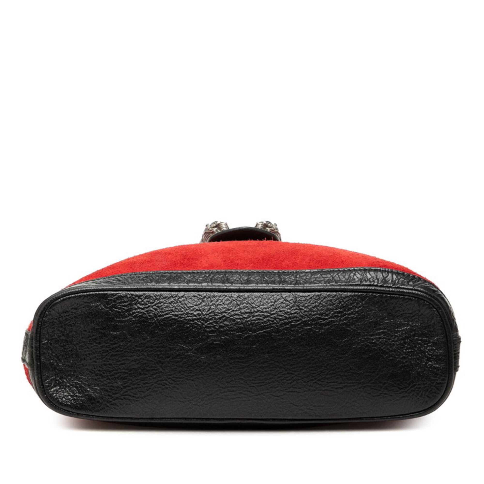 Gucci Black Red Color Suede Leather Shoulder Bag (Pre-Owned)