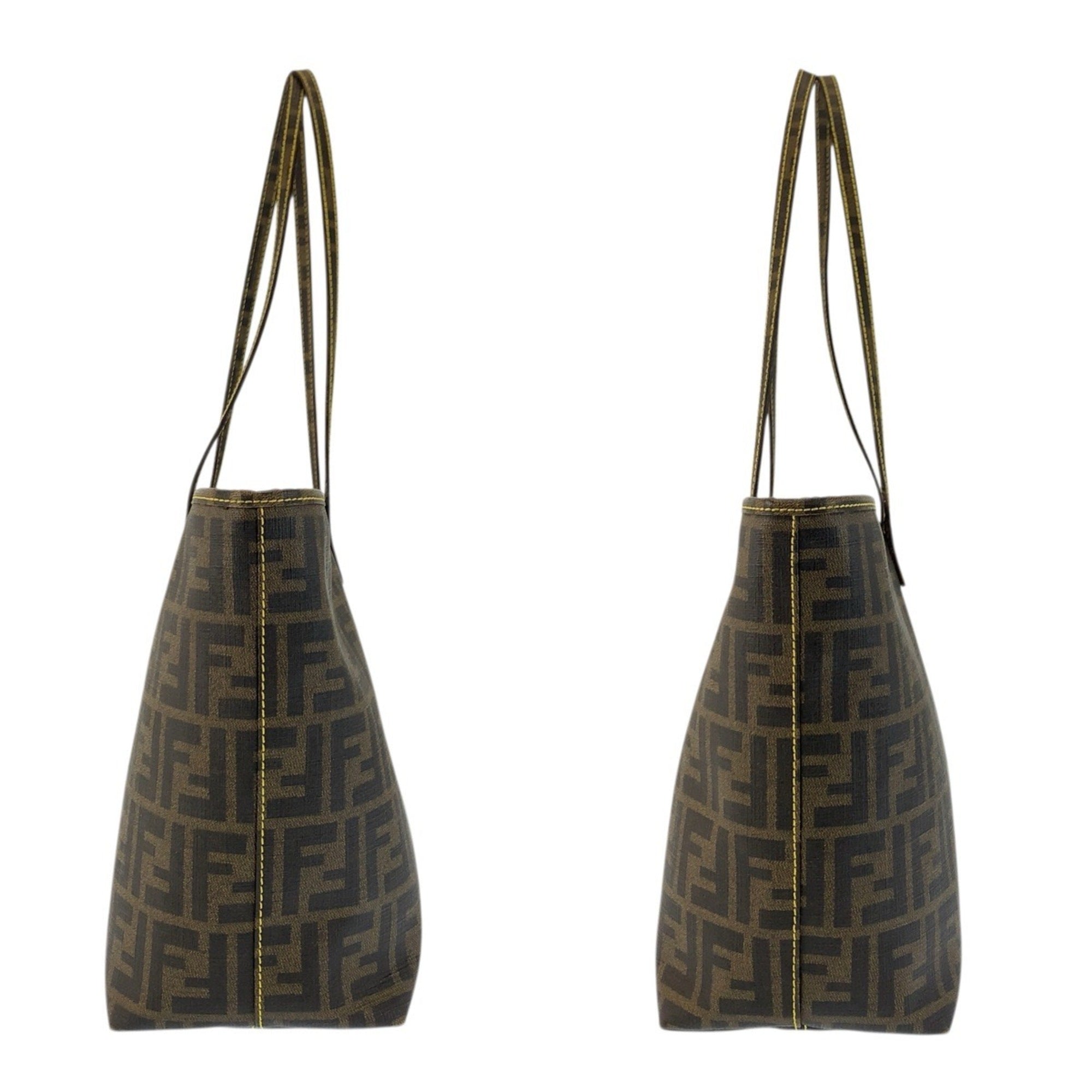 Fendi Zucca Brown Yellow Pvc Shoulder Bag Tote Bag (Pre-Owned)