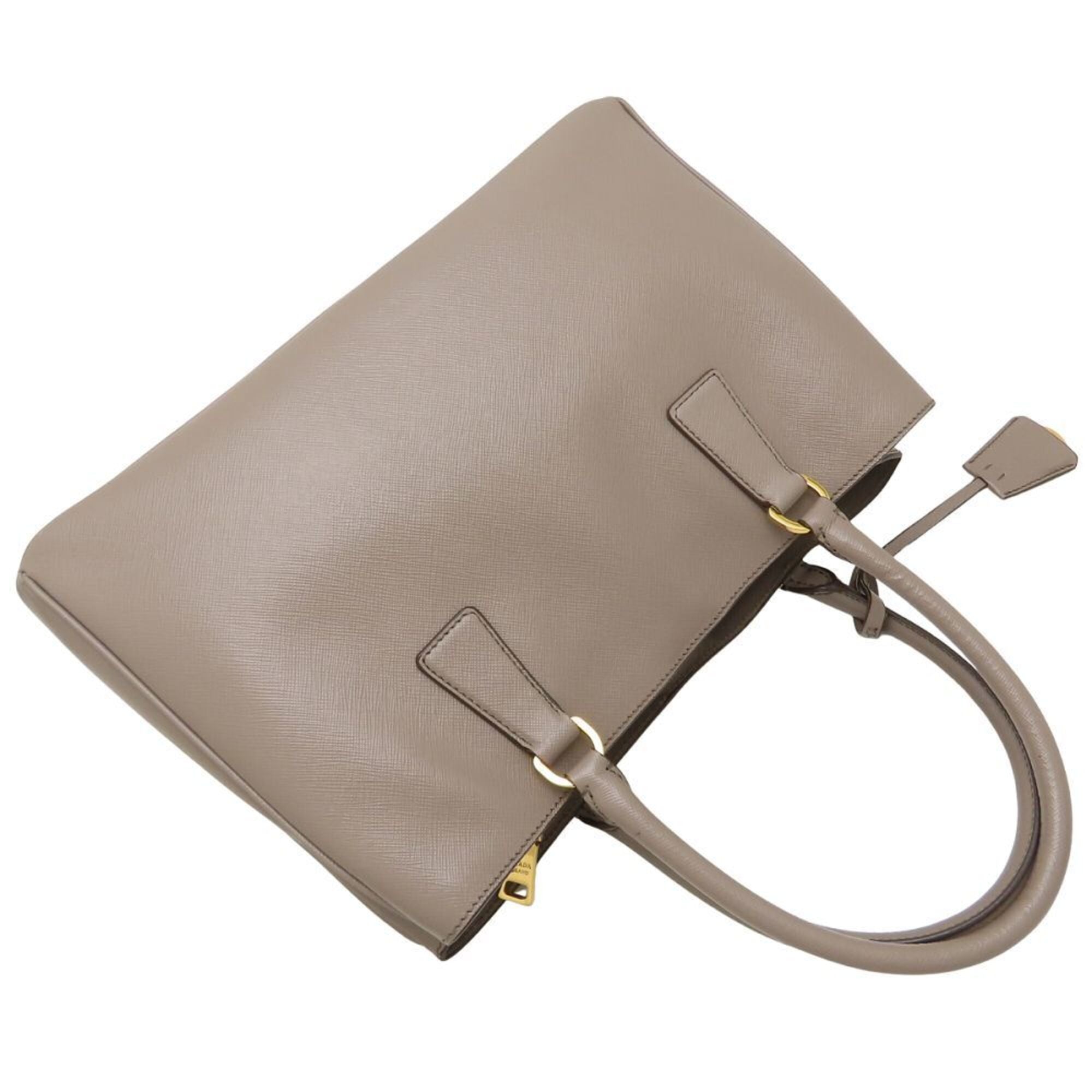 Prada Saffiano Grayish Leather Tote Bag (Pre-Owned)