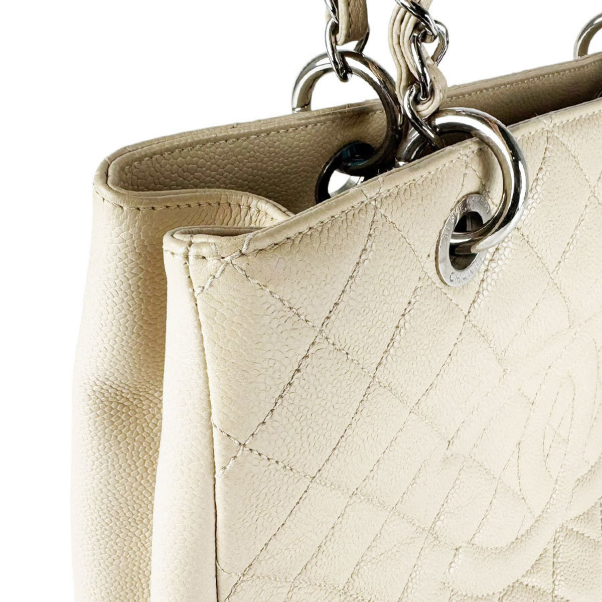 Chanel Grayish Grained Calfskin Shoulder Bag Tote Bag (Pre-Owned)